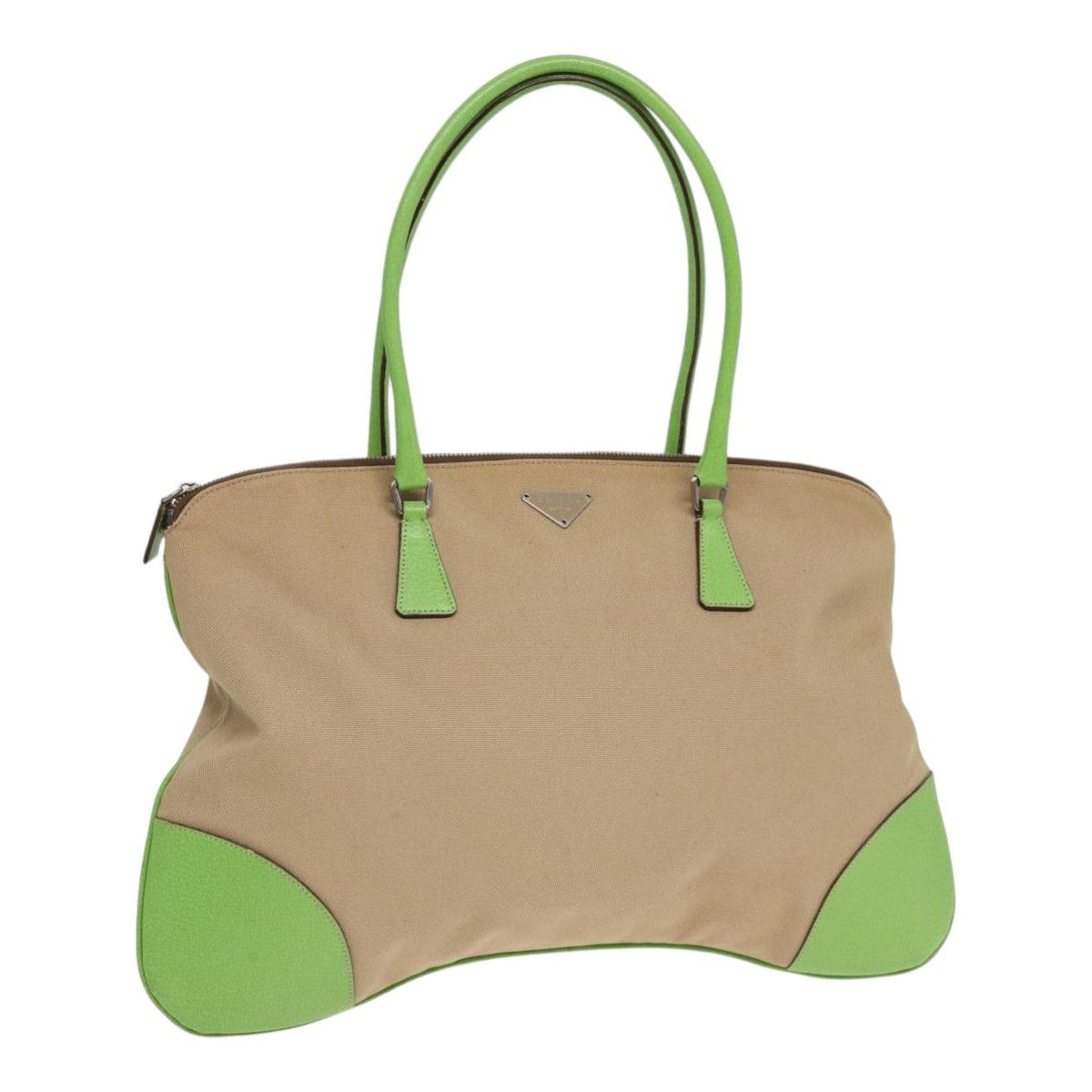 Bowling Beige Canvas Shoulder Bag (Pre-Owned)