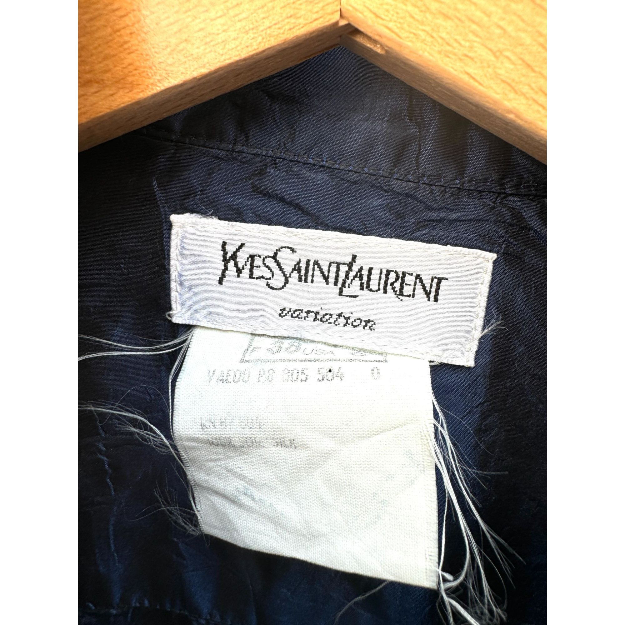 Yves Saint Laurent Vintage Navy Silk Shirt Size M / US 6-8 / IT 42-44 - 4 Thumbnail