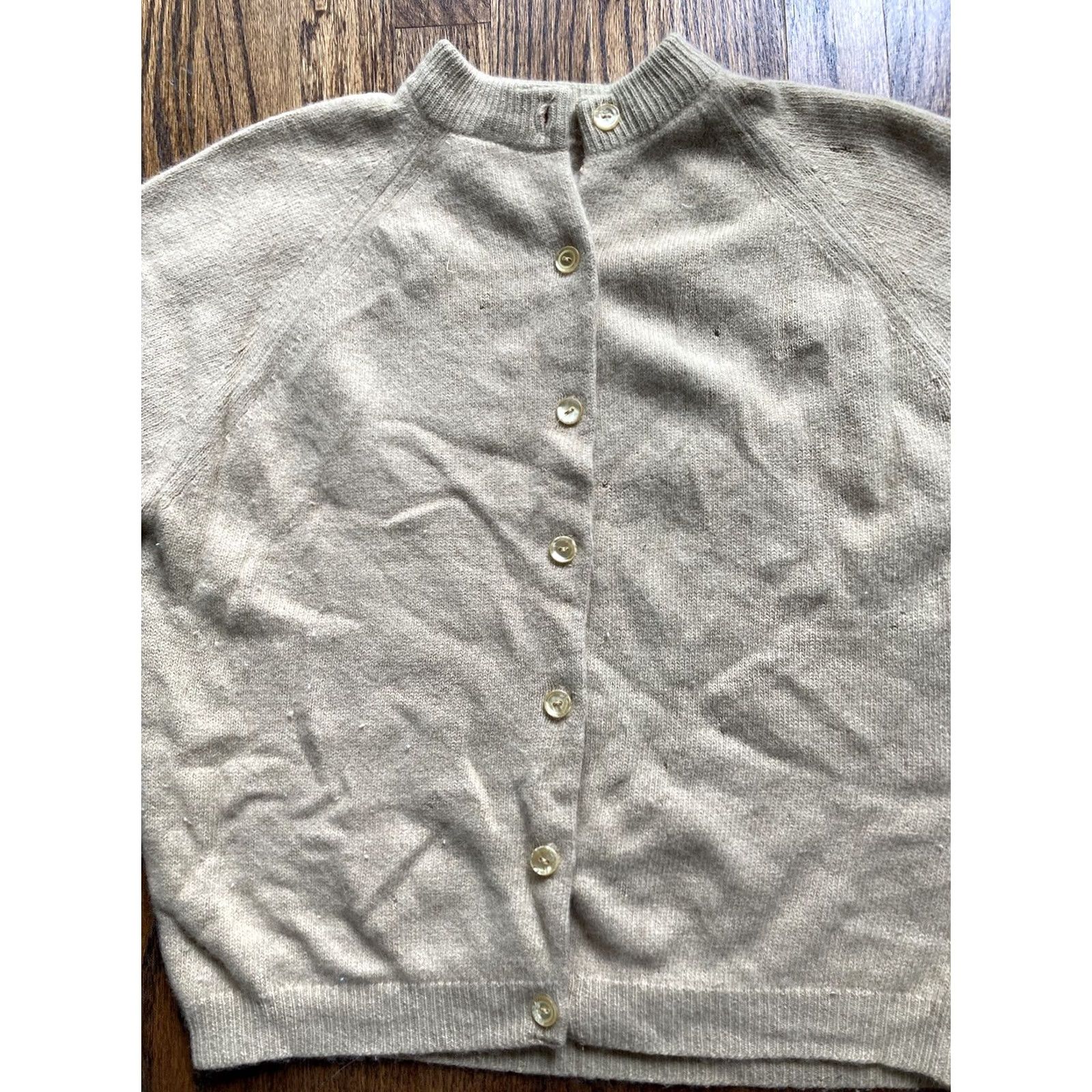 Vintage VINTAGE Angelon by Darlene Cardigan Sweater Angora Lambswool Beige Yellow M Regular 3/4 Sleeve Button Casual Spring Womens Size M / US 6-8 / IT 42-44 - 4 Thumbnail