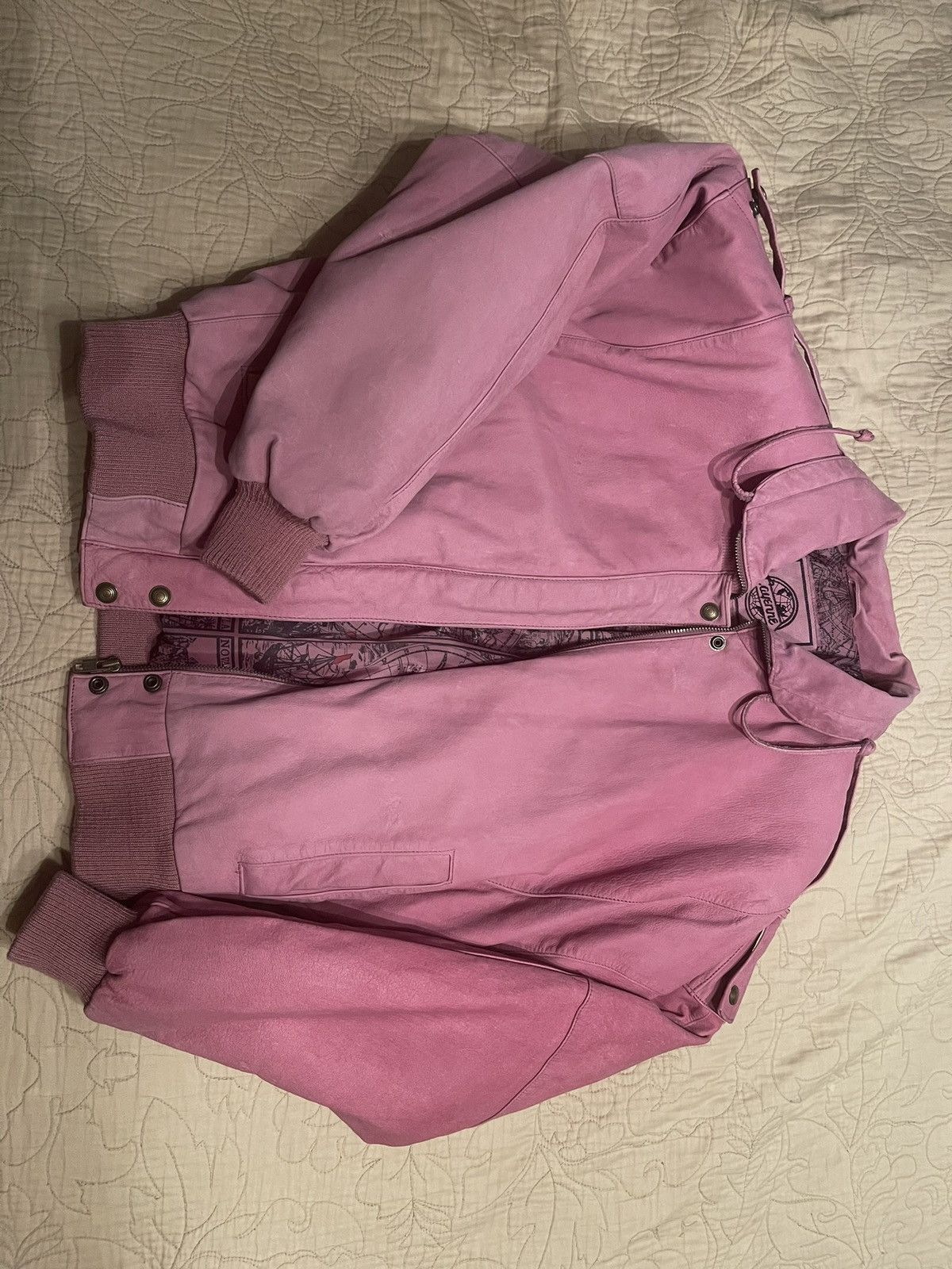 Vintage pink cropped fit leather bomber jacket Size US M / EU 48-50 / 2 - 1 Thumbnail