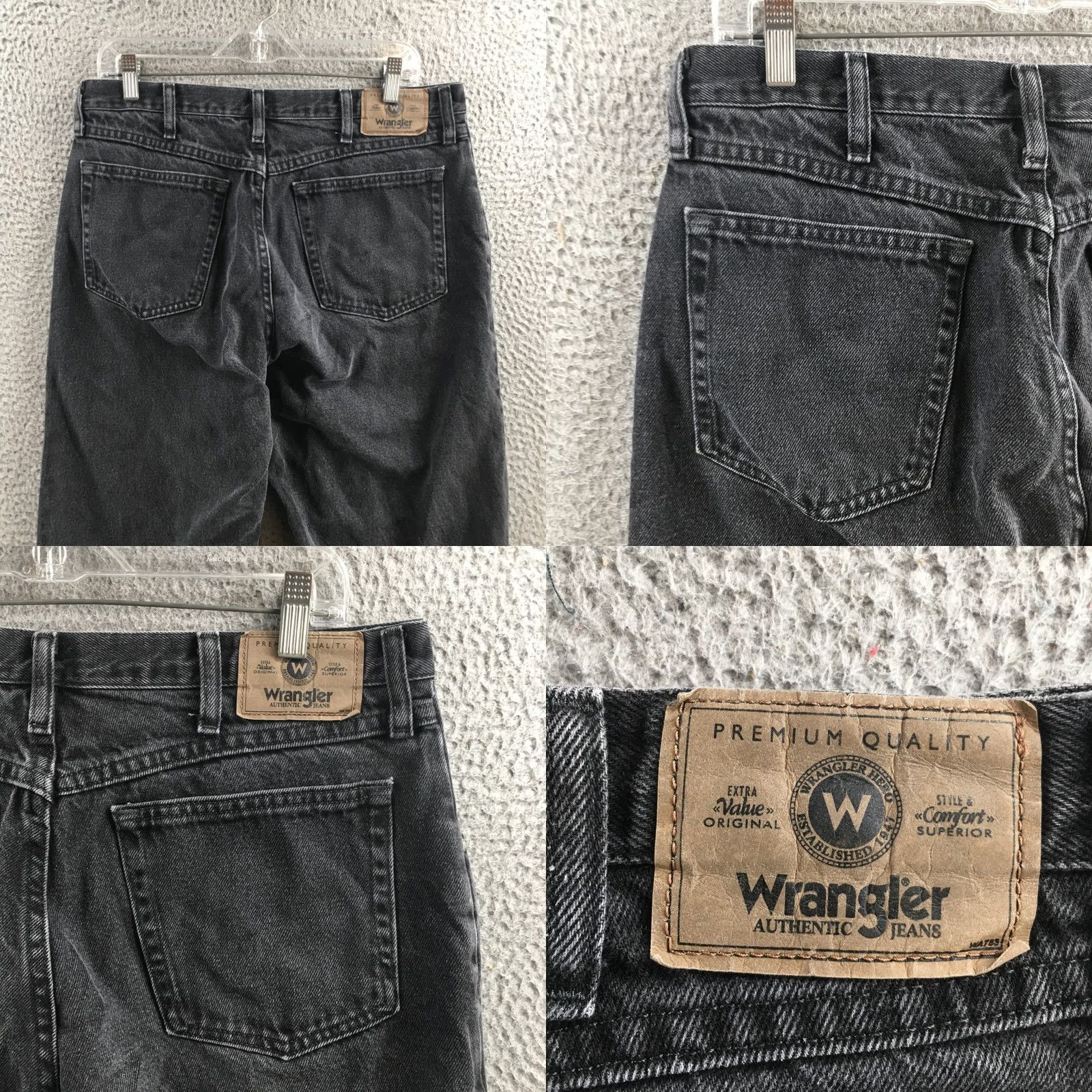 Wrangler Wrangler Jeans Mens 34x32 Black Mid Rise Zip Fly Straight 5-Pocket Denim Cotton Inseam 28.5” Regular Size 34 Color Black Denim Jeans Mens Size US 34 / EU 50 - 9 Thumbnail