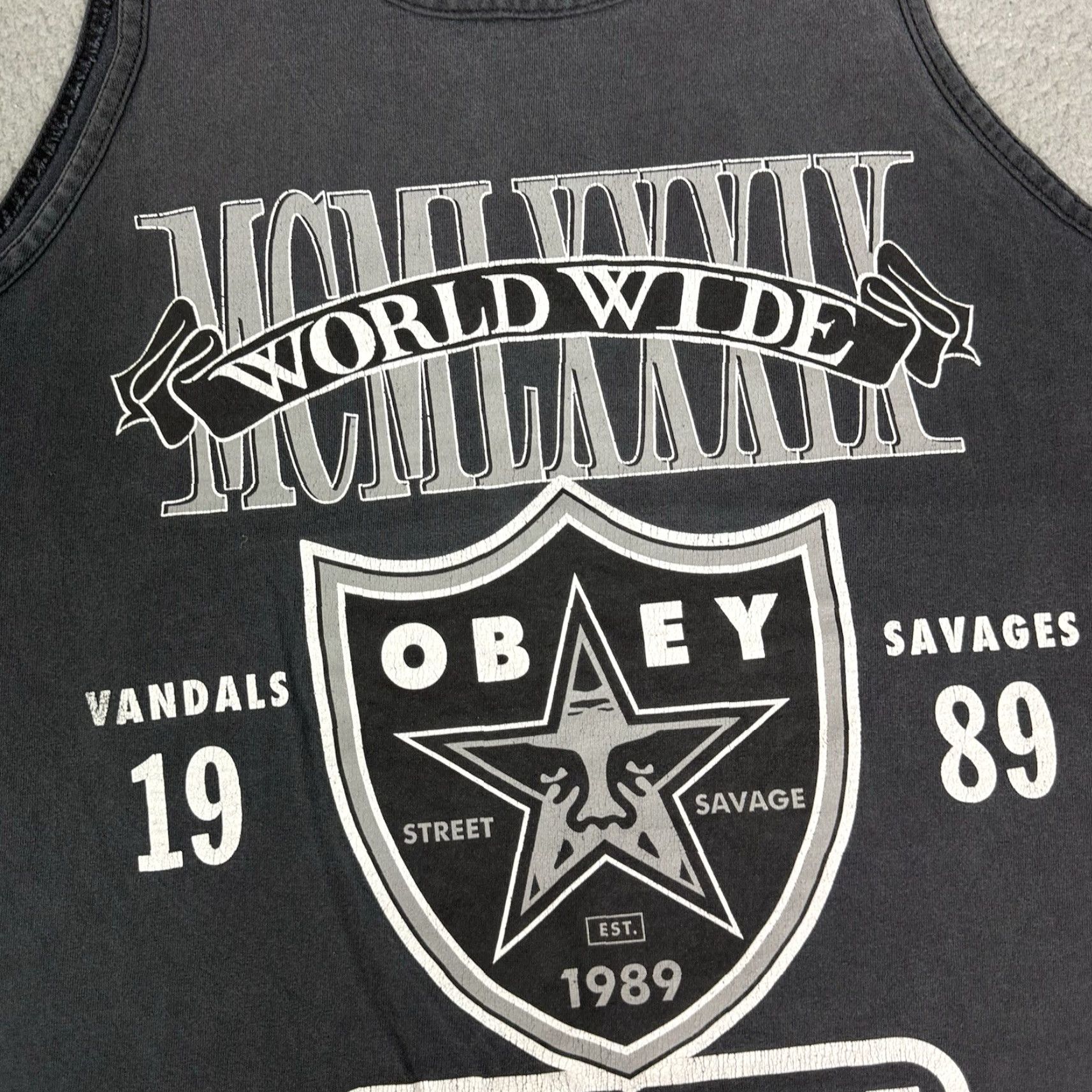 Obey OBEY Tank Top Mens M Black Shield Graphic Sleeveless Shirt Skate Streetwear Crew Neck T-Shirt Size US M / EU 48-50 / 2 - 2 Thumbnail