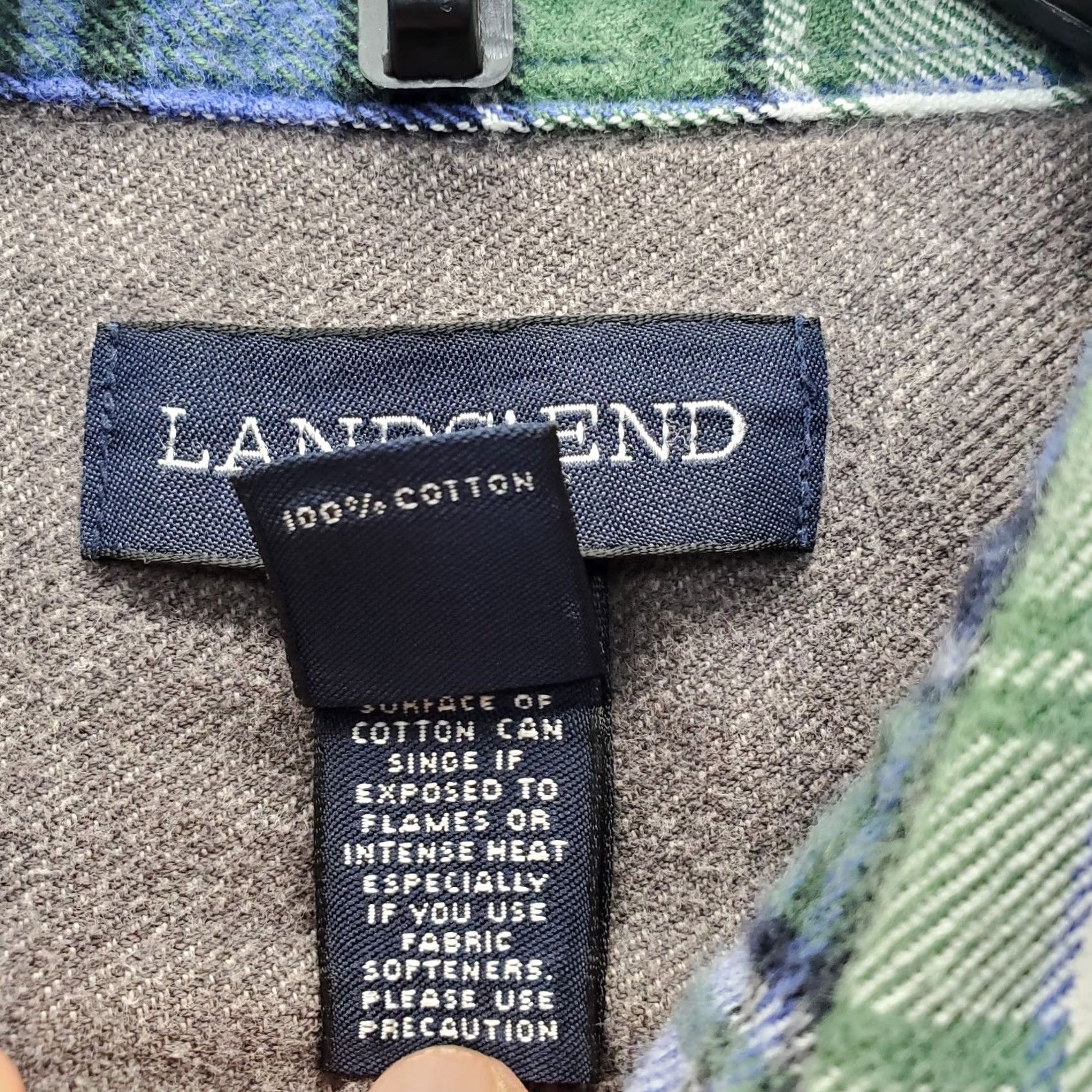 Lands' End Lands' End Mens Dress Shirt Multicolor Plaid Flannel Button-Down Tailored Fit XS/XL? (Wait) Size 42R - 6 Thumbnail