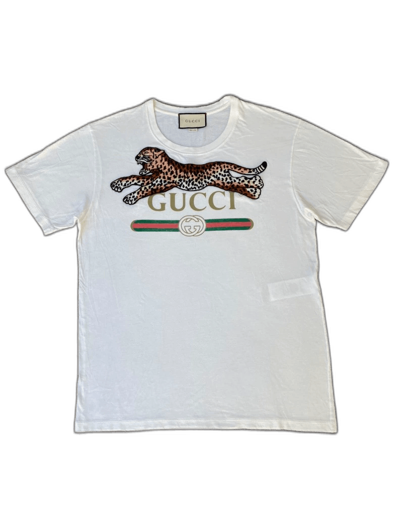 Gucci Leopard Embroidered Cotton T-Shirt-yf