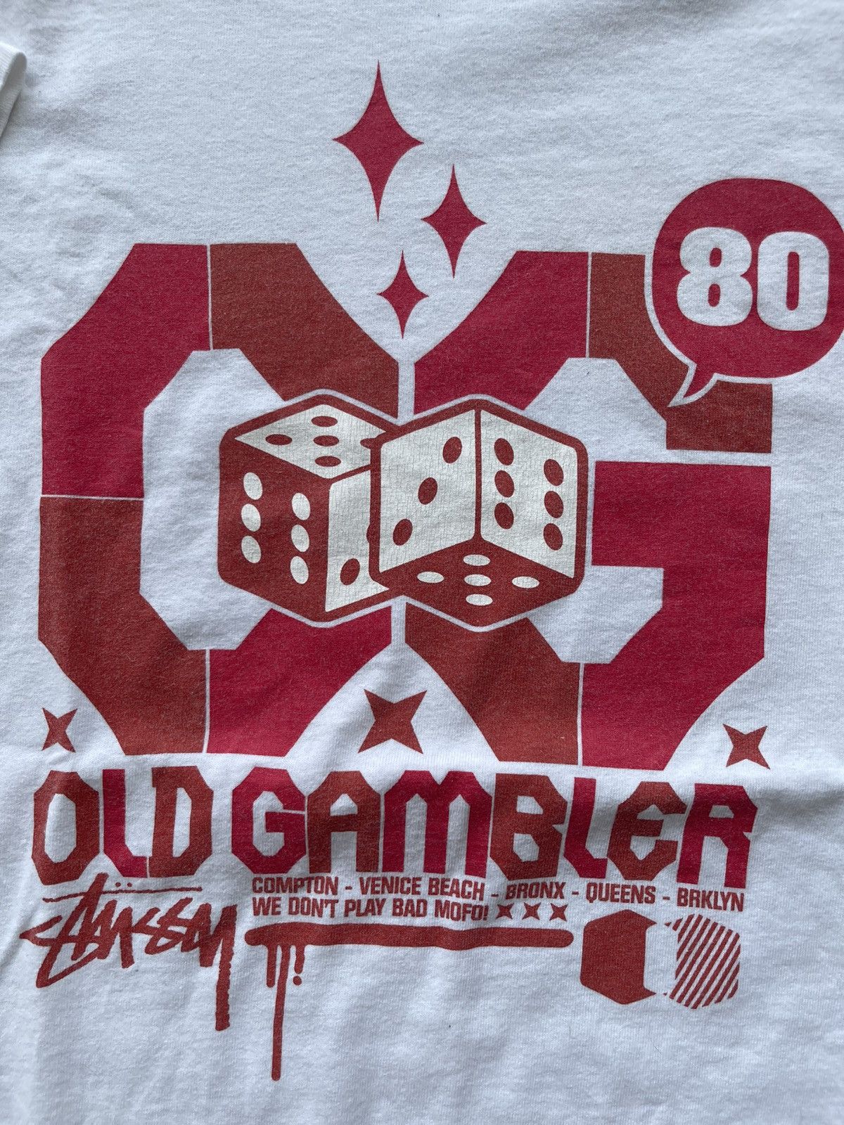 Stussy Vintage 2000s Stussy Old Gambler Dice T-Shirt White Size US M / EU 48-50 / 2 - 3 Thumbnail