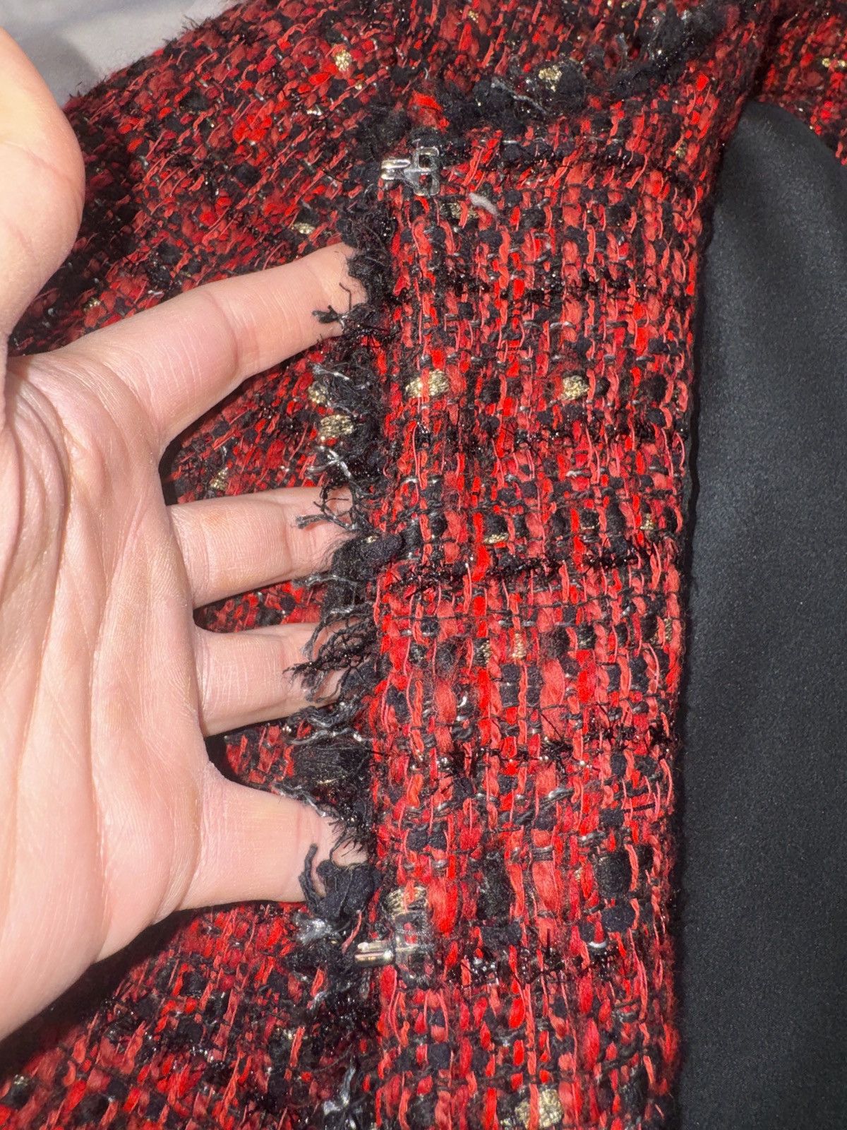 MSGM MSGM Red Tweed Fringed Jacket / Boucle Blazer with Buttons Size XL / US 12-14 / IT 48-50 - 9 Thumbnail