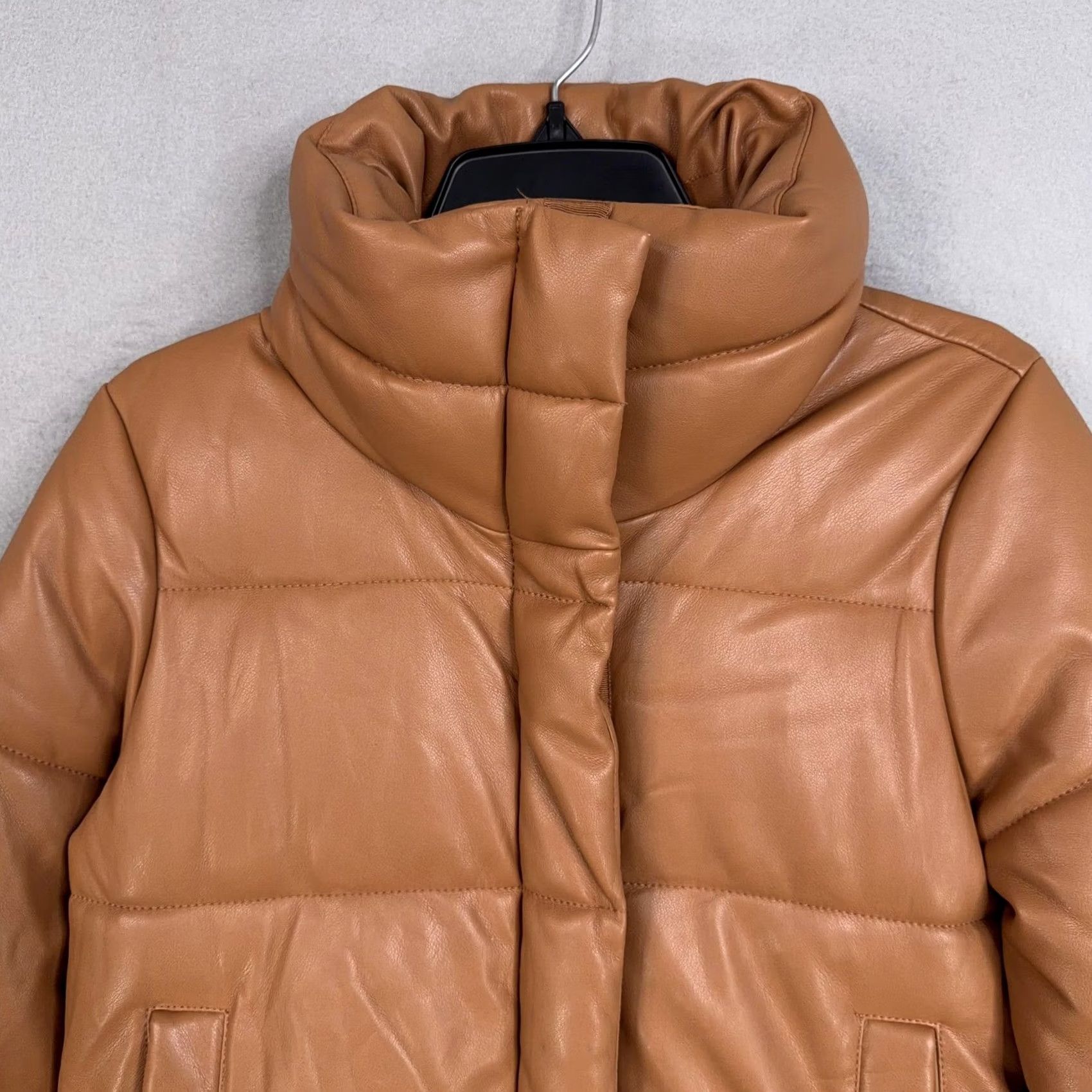Abercrombie & Fitch Abercrombie Fitch Jacket Womens Small Brown Faux Leather Mini Puffer Streetwear Size S / US 4 / IT 40 - 2 Thumbnail