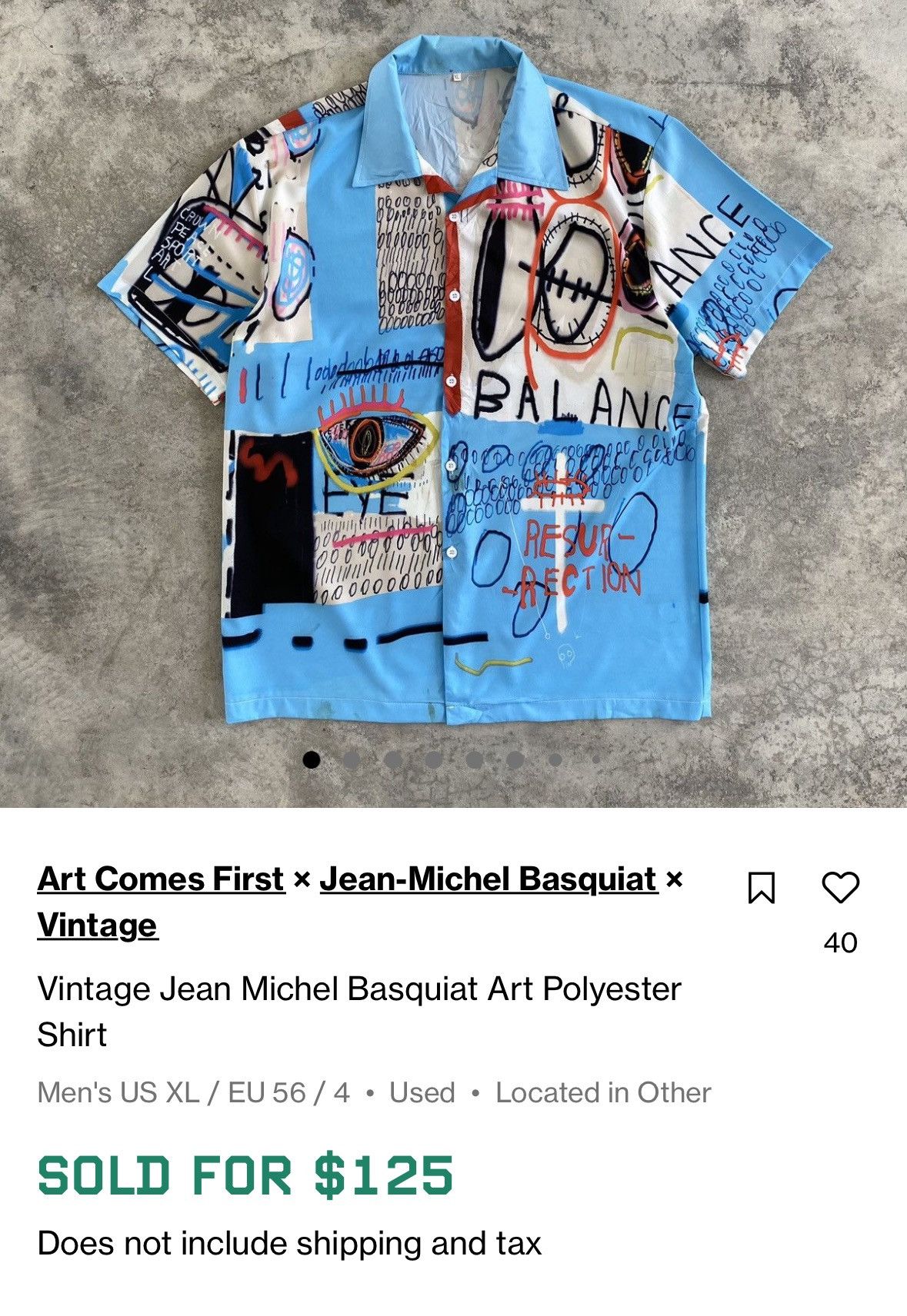 Jean-Michel Basquiat 🔥🔥🔥Vintage Jean Michel Basquiat Art Polyester Shirt Size US L / EU 52-54 / 3 - 8 Thumbnail