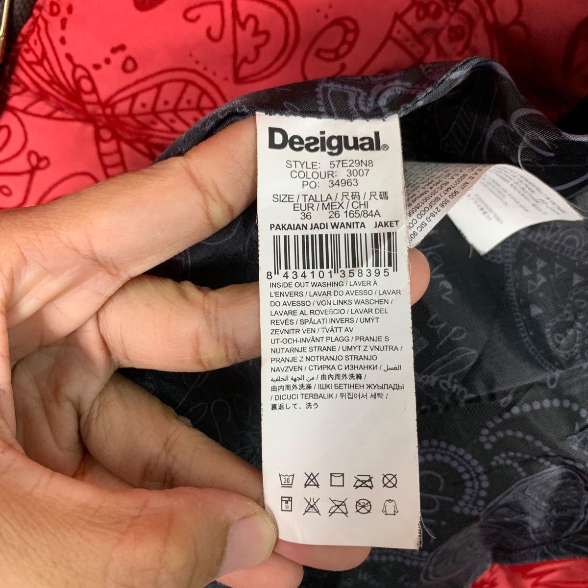 Desigual DESIGUAL Fullprint Red Puffer Overcoat Jacket #0836-C38 Size XS / US 0-2 / IT 36-38 - 19 Thumbnail