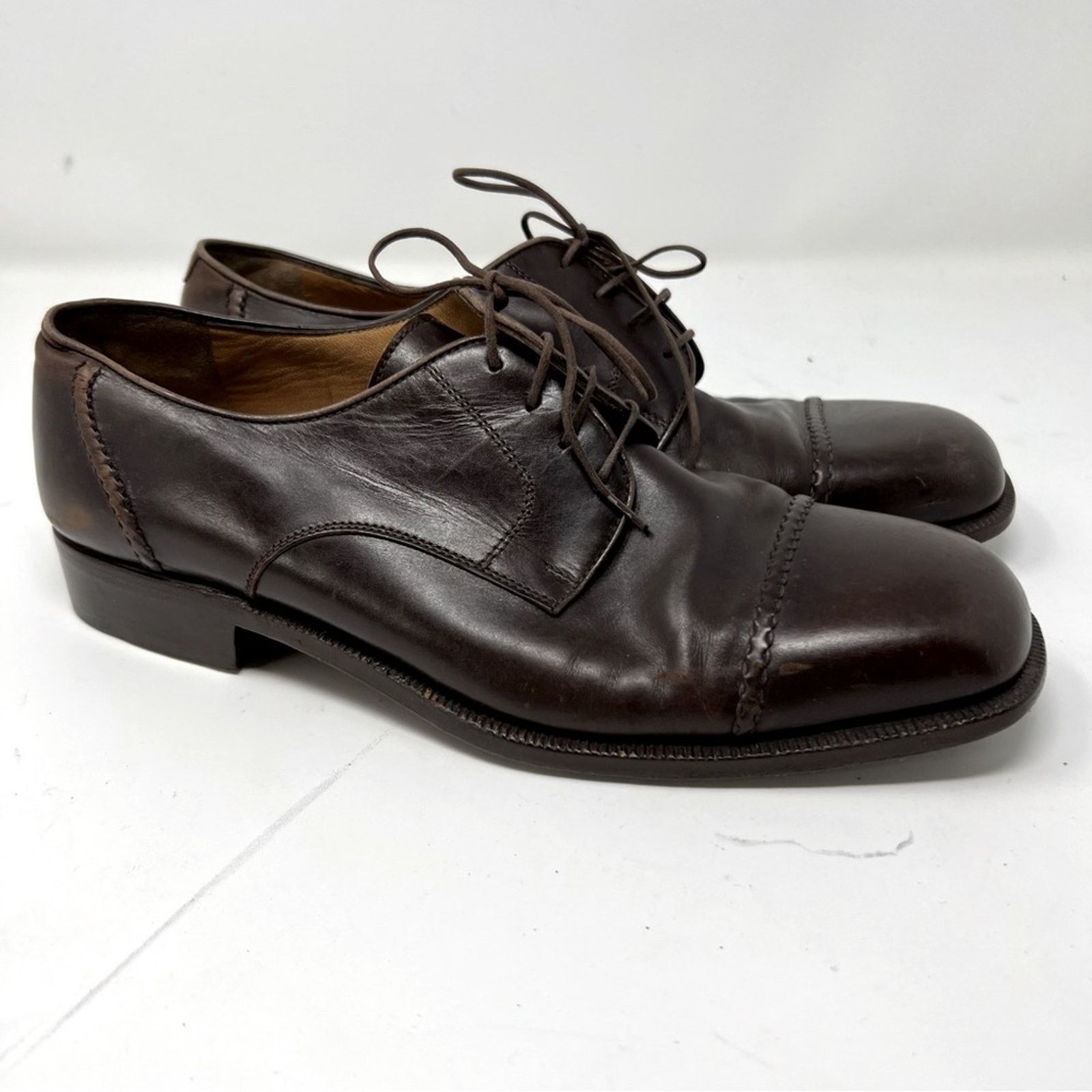 Bally Bally men’s brown leather square toe box Oxford shoes sz 7.5 Size US 7.5 / EU 40-41 - 1 Thumbnail