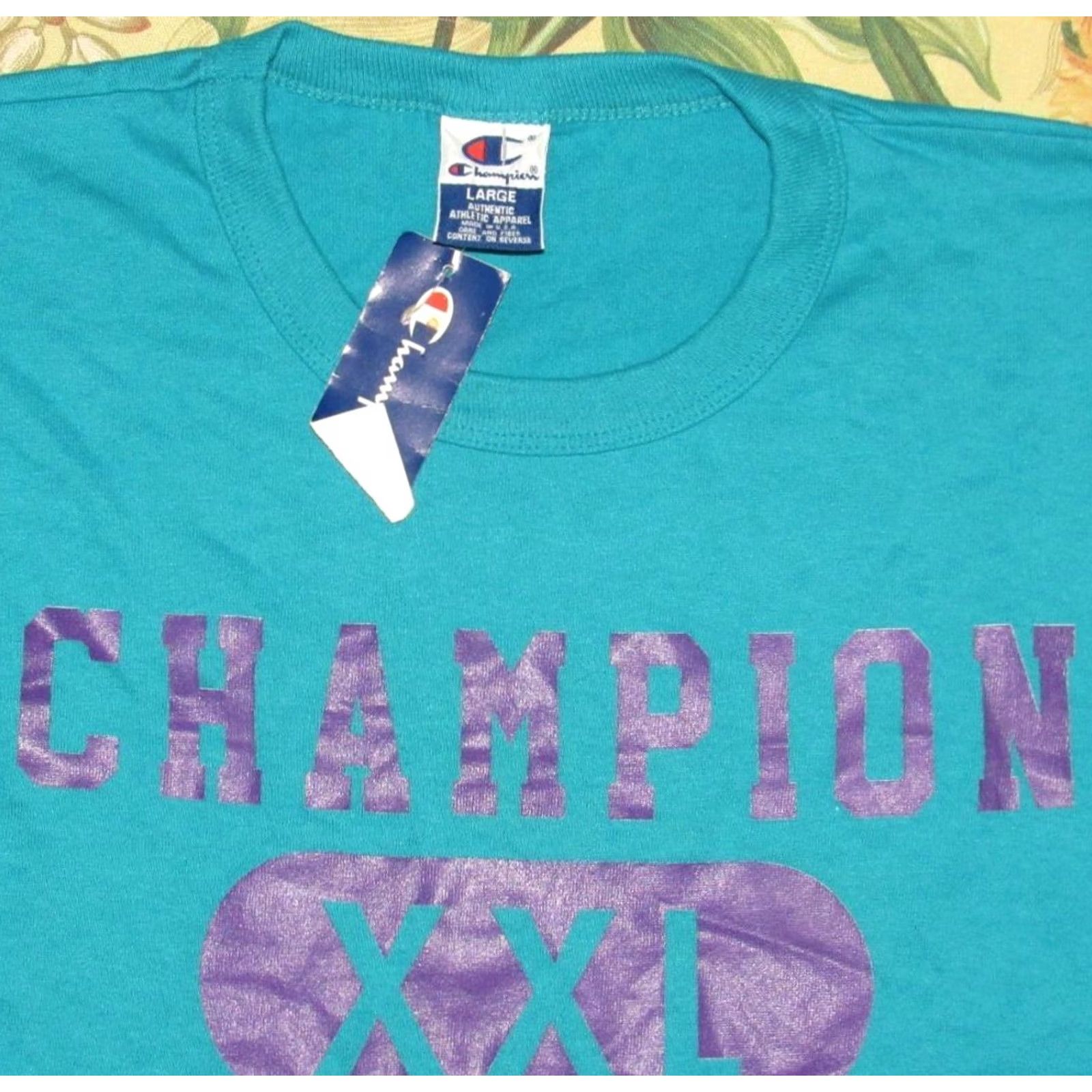 Champion Vtg CHAMPION T Shirt Made In USA Large NWT Authentic Apparel Chest(armpit to armpit):23 Length:33 100% Cotton Blue Mens Regular Size L Size US L / EU 52-54 / 3 - 2 Thumbnail