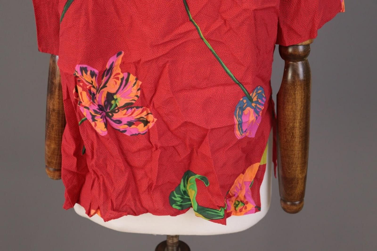 Christian Dior Monsieur Mondi The Company Red Floral Short Sleeve Blouse Shirt Size M / US 6-8 / IT 42-44 - 11 Thumbnail