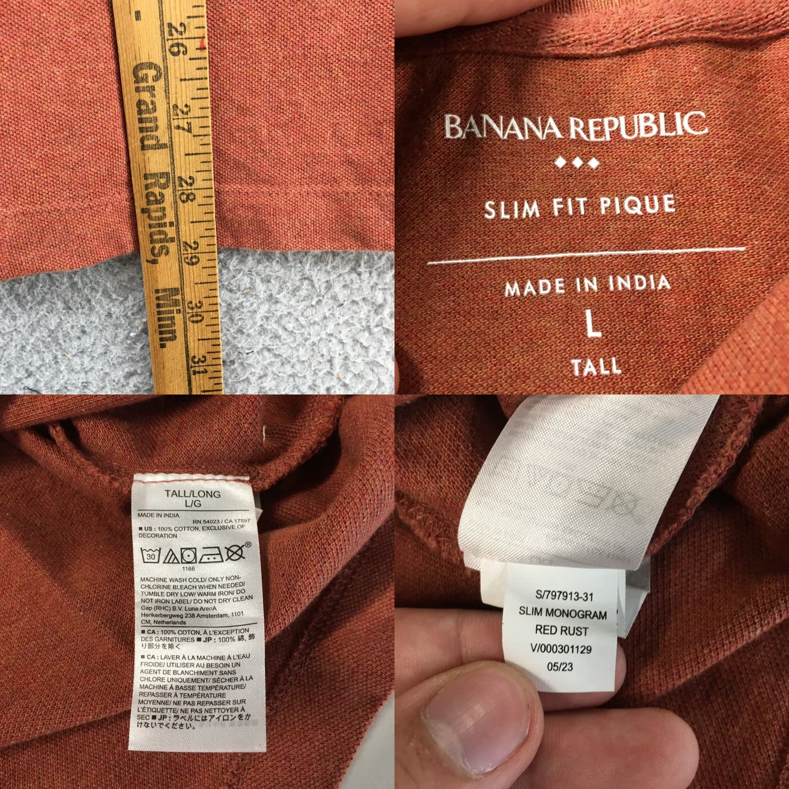 Banana Republic Banana Republic Polo Shirt Mens L Orange Cotton Short Sleeve Slim Fit Collared Size US L / EU 52-54 / 3 - 9 Thumbnail