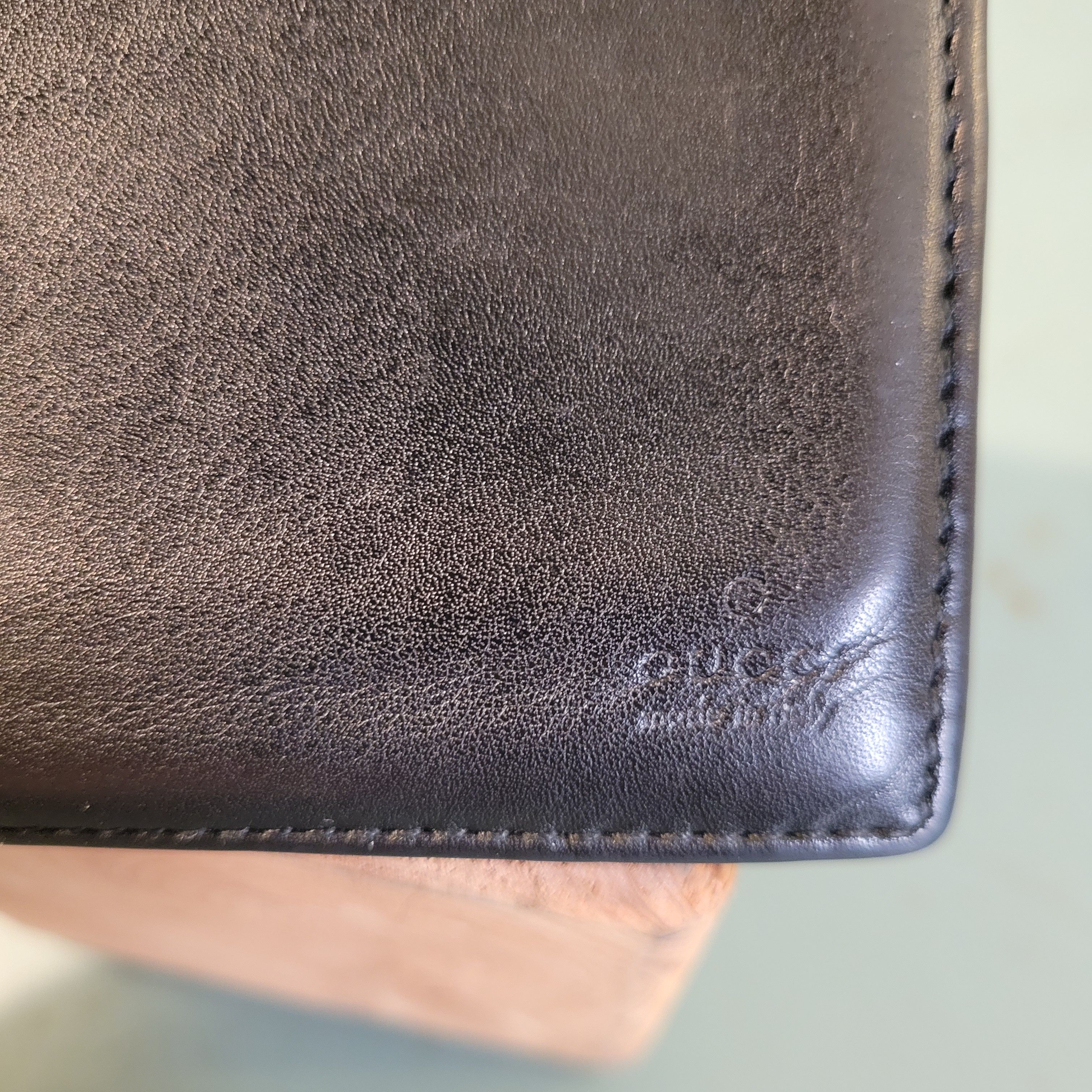 Gucci Bifold Black Leather Wallet Sherry Line Stripe and D-Ring Size ONE SIZE - 3 Thumbnail