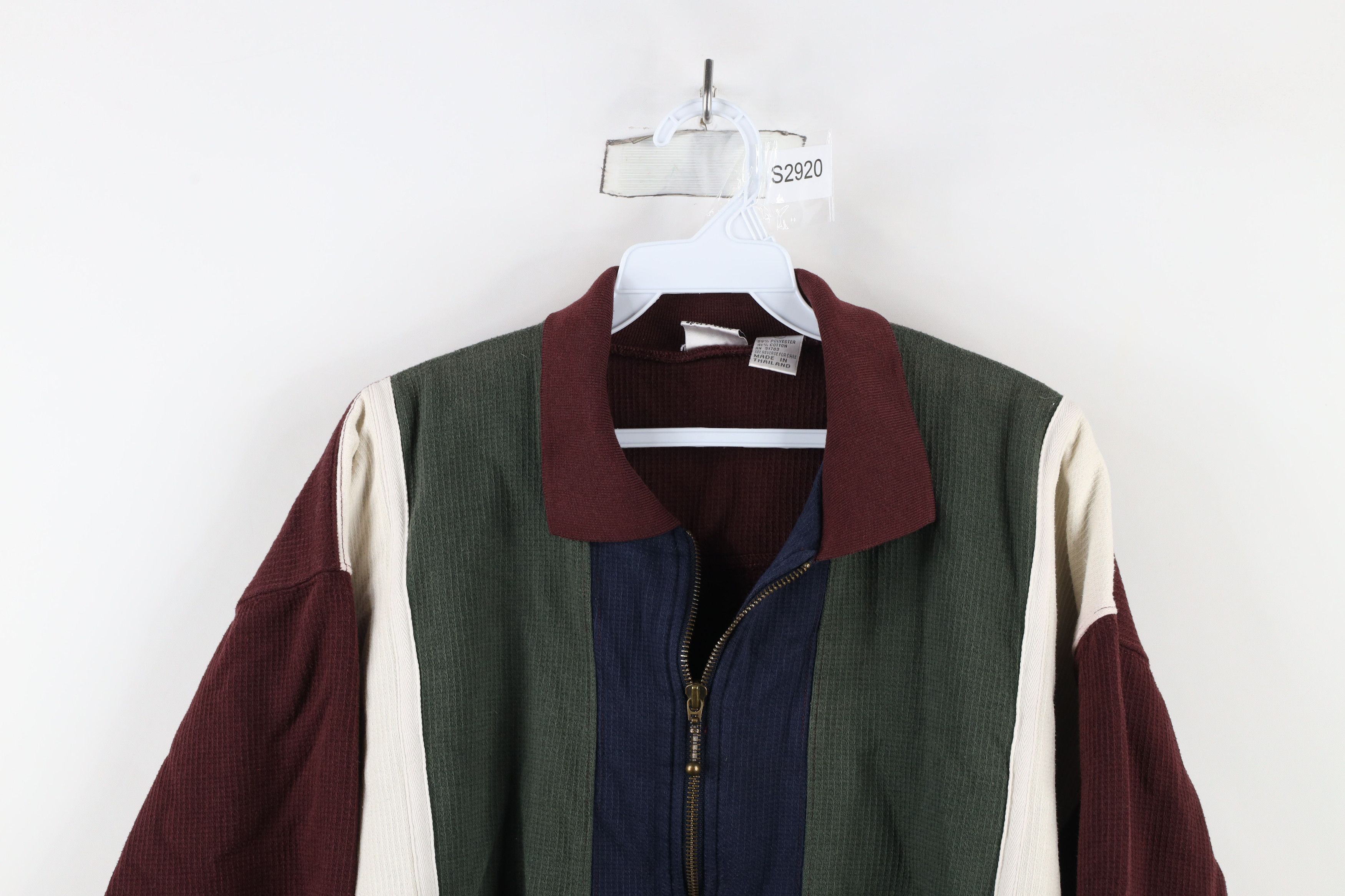 Vintage Vintage 90s Streetwear Thermal Knit Full Zip Polo Shirt Size L / US 10 / IT 46 - 2 Thumbnail