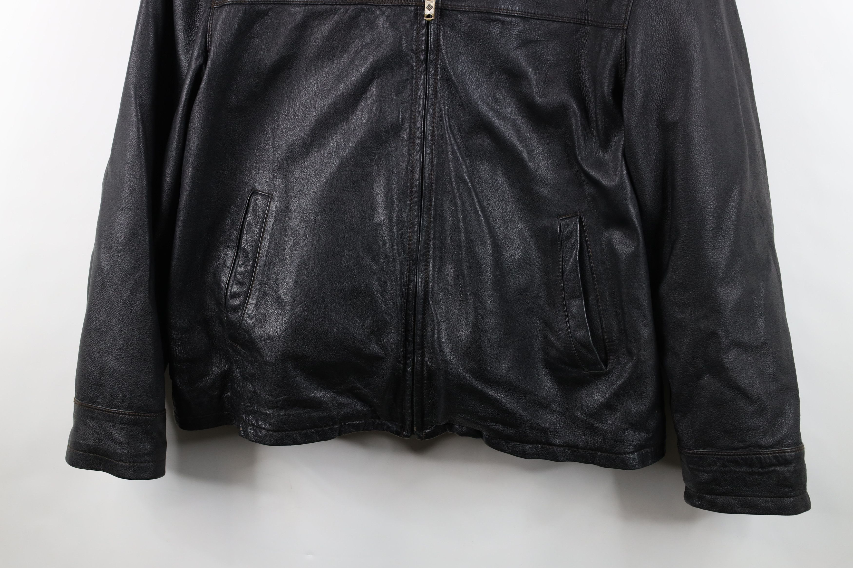 Columbia Vintage 90s Y2K Columbia 2 In 1 Leather Bomber Jacket Black Size US XL / EU 56 / 4 - 3 Thumbnail