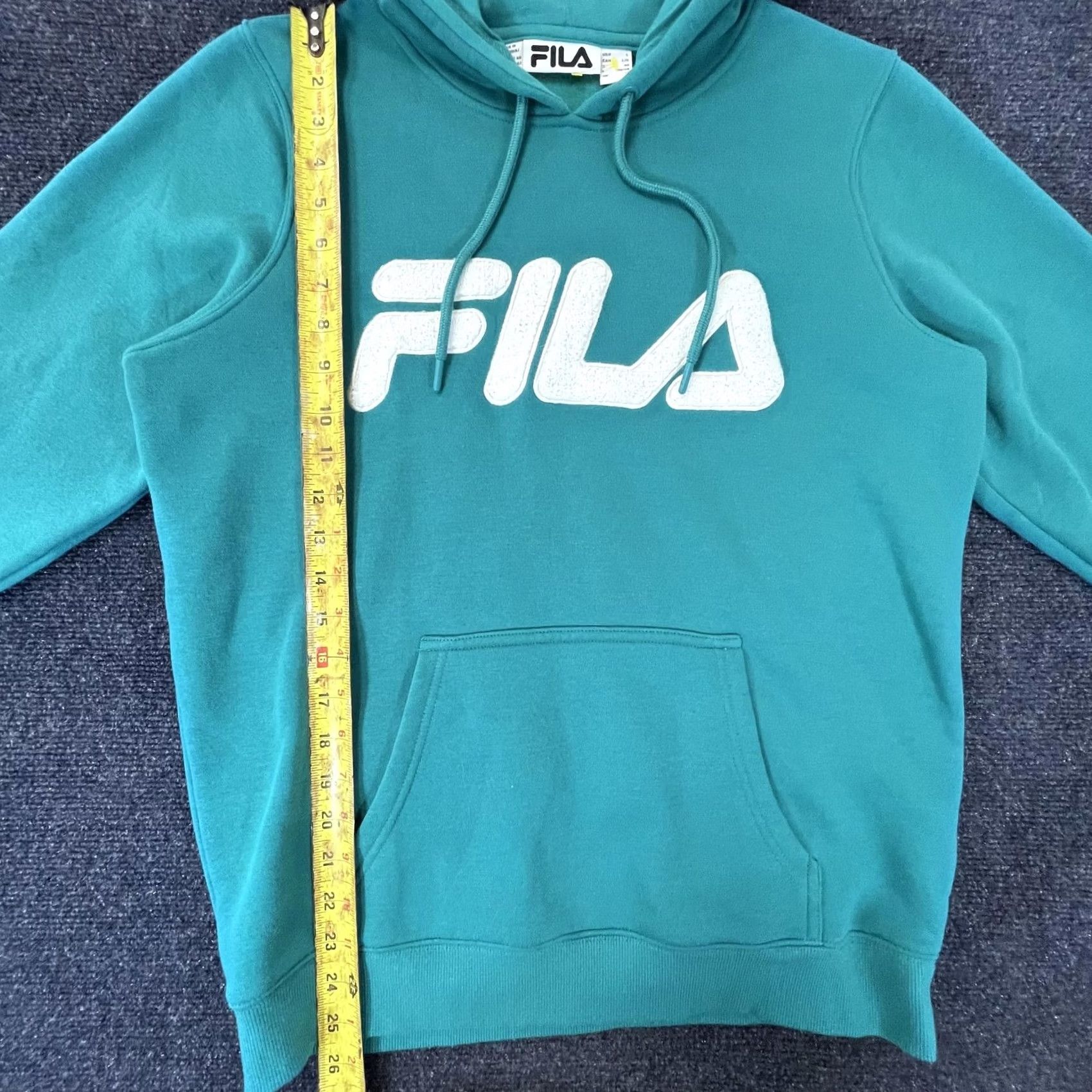 Fila VINTAGE FILA Hoodie Mens Large Pullover Sweatshirt Kangaroo Pocket Spell Out Green Size US L / EU 52-54 / 3 - 4 Thumbnail