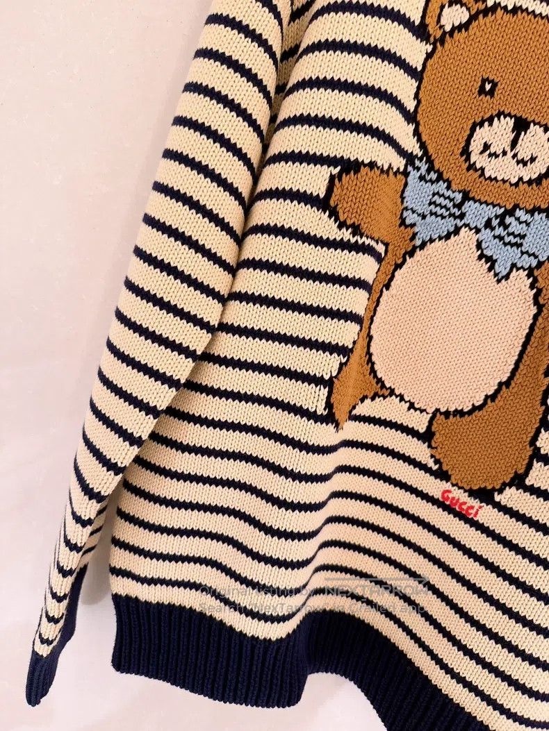 Gucci Gucci Beige striped bear sweater Size US S / EU 44-46 / 1 - 4 Thumbnail