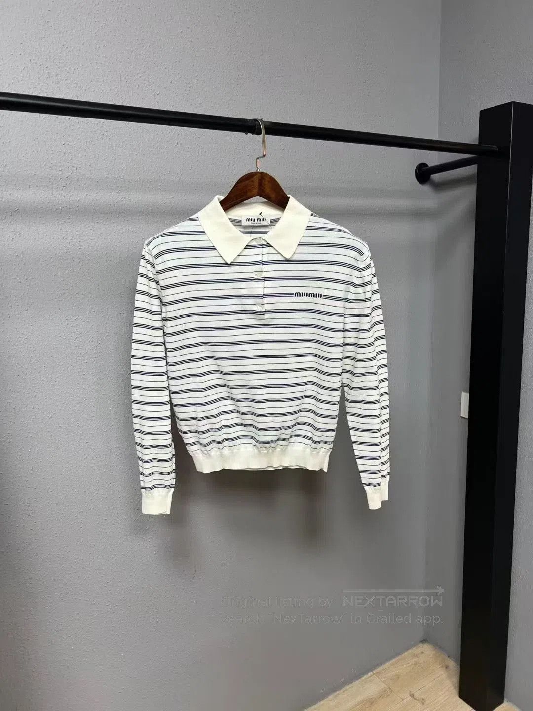 Miu Miu Miumiu White Stripe Polo. Size S / US 4 / IT 40 - 1 Thumbnail
