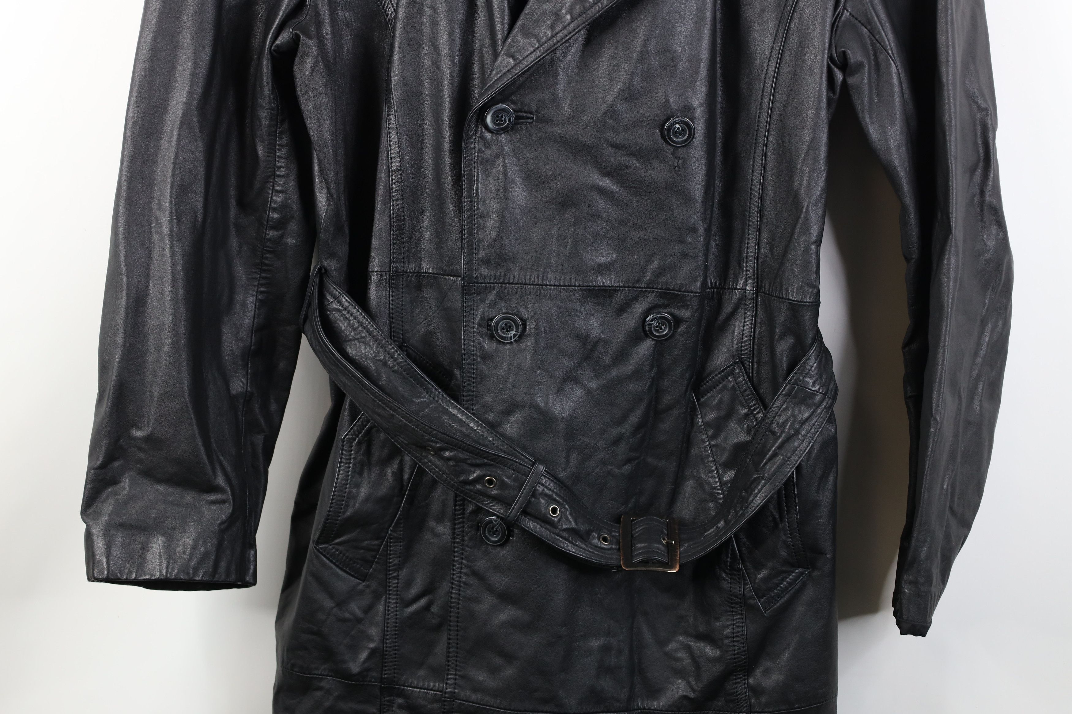 Vintage Vintage 70s Streetwear Breasted Leather Belted Trench Coat Size US XXL / EU 58 / 5 - 3 Thumbnail