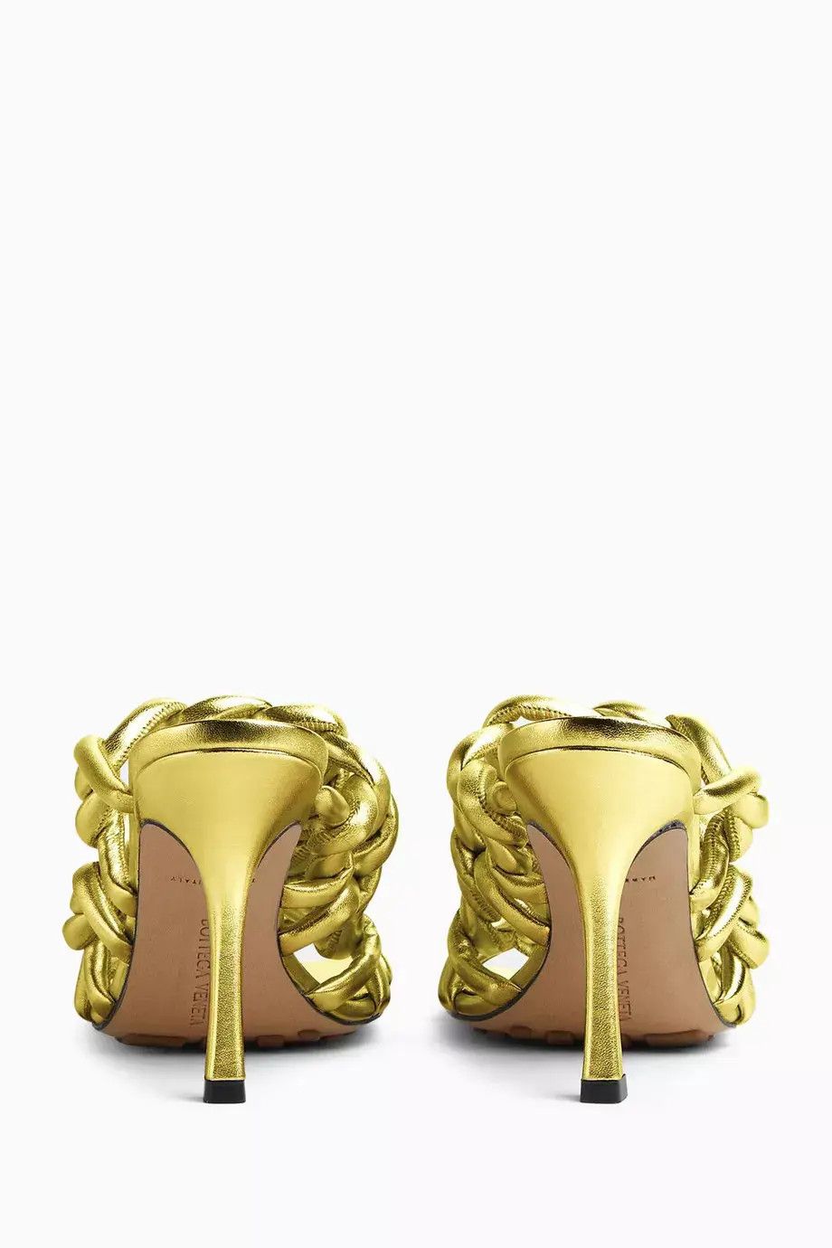 Bottega Veneta o1n1vont1224 Stretch Twist Sandal Mules in Gold Size US 4 / IT 34 - 4 Thumbnail