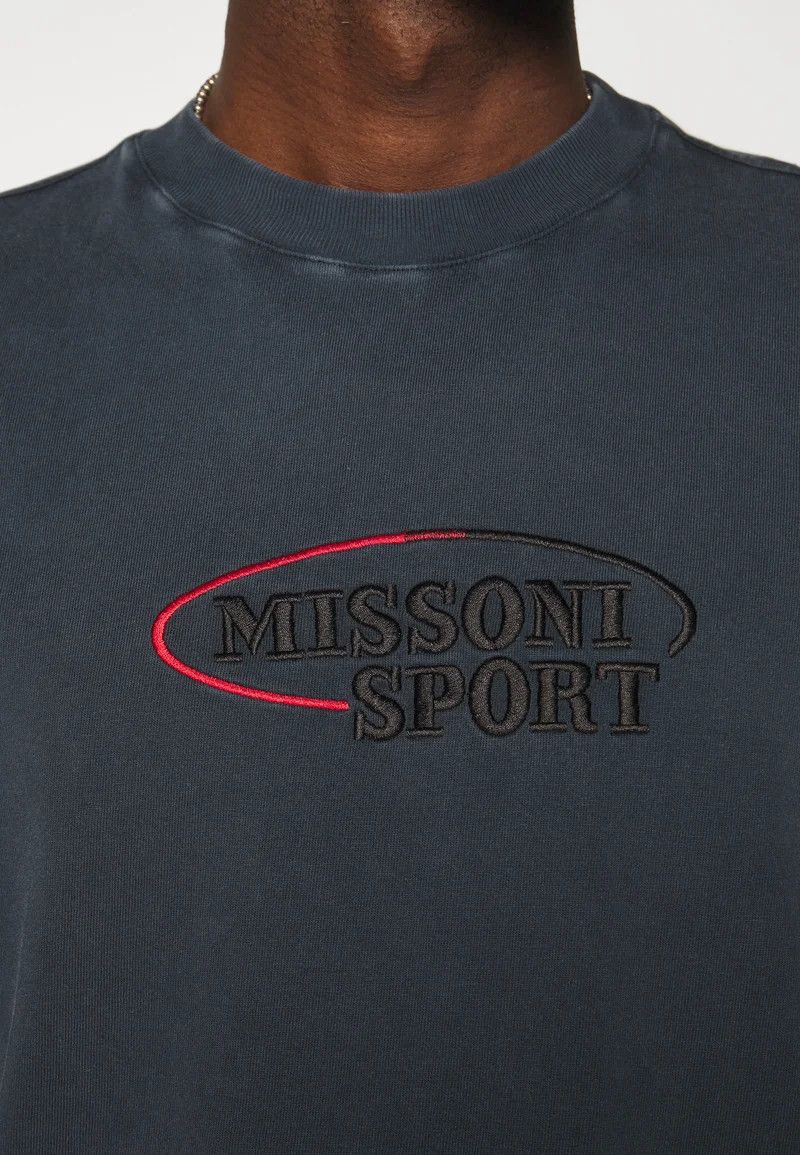 Missoni o1y0225 Logo Crewneck T-Shirt in Dark Blue Size US XS / EU 42 / 0 - 2 Thumbnail