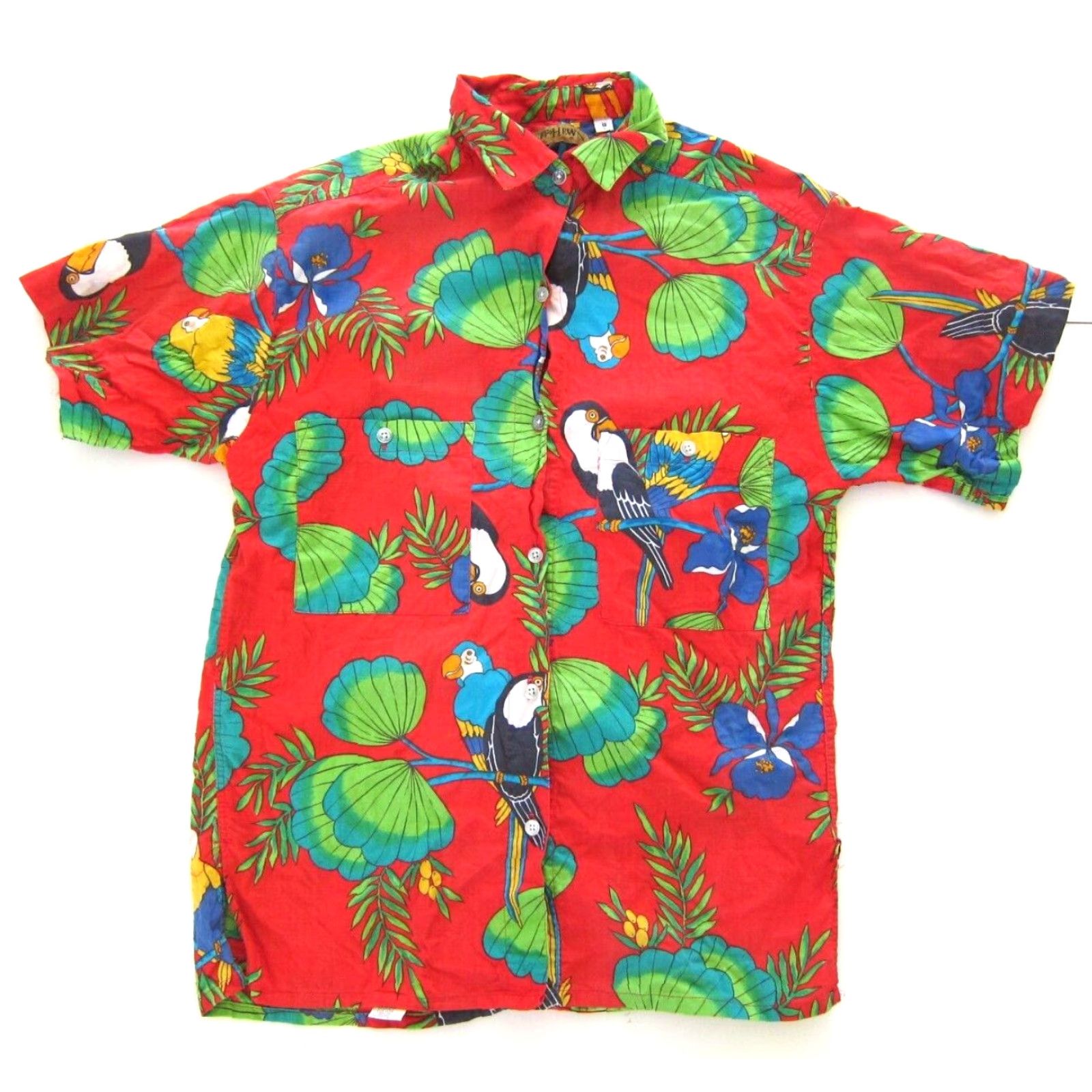 Vintage Vtg Ruff Hewn Cotton Red Bird Parrot Toucan Short Sleeve Button Shirt S Size S / US 4 / IT 40 - 2 Thumbnail