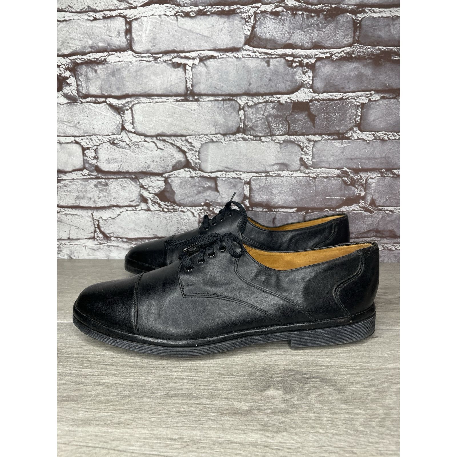 Other Michel Lazardi Black Leather Cap Toe Oxfords Lace Shoes Men Size US 11.5 / EU 44-45 - 16 Thumbnail