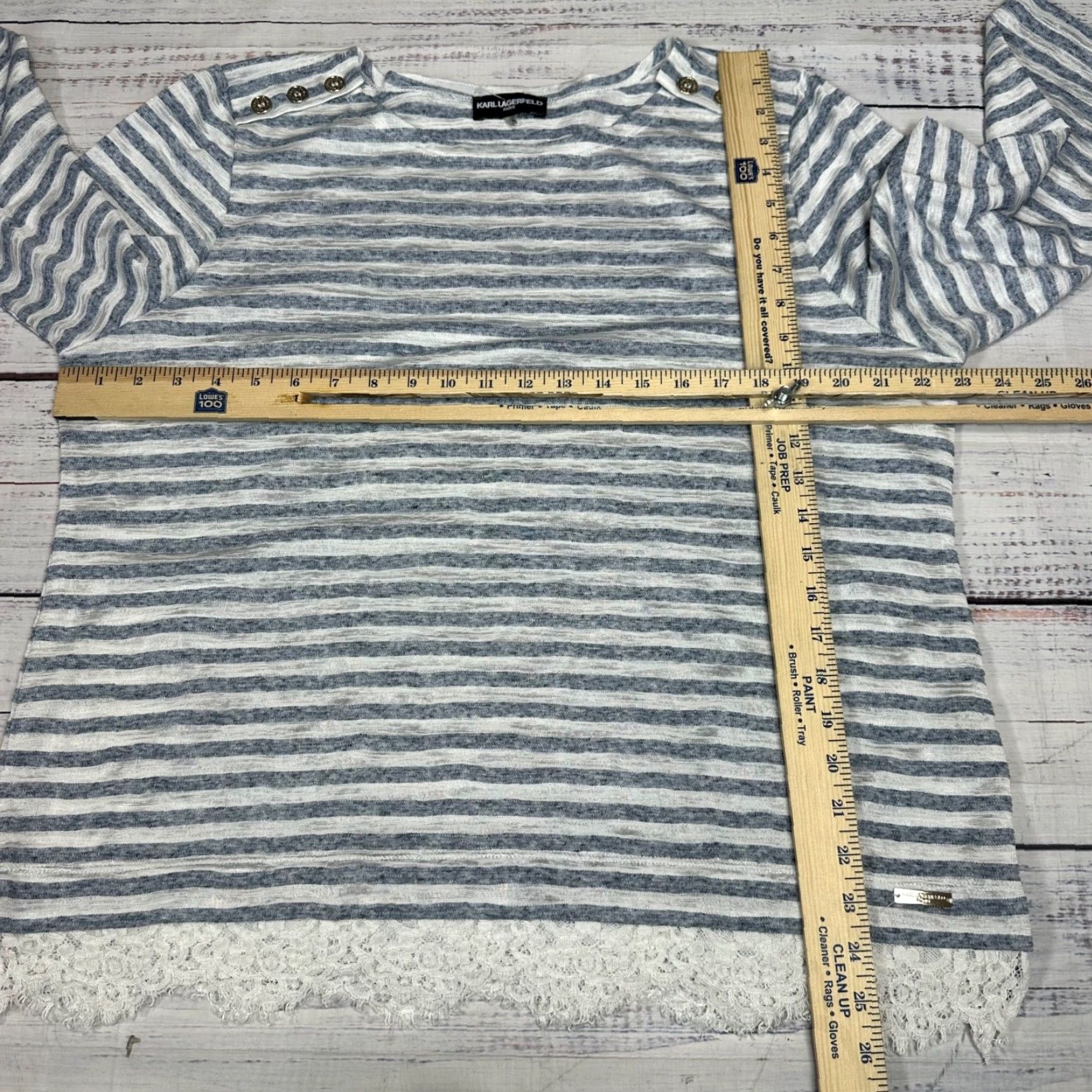 Karl Lagerfeld Karl Lagerfeld Womens T-Shirt 3/4 Sleeve Blue Stripe XL Size XL / US 12-14 / IT 48-50 - 2 Thumbnail