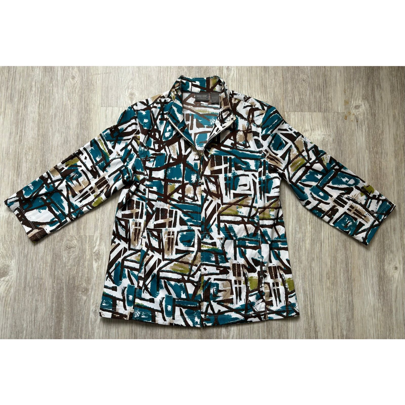 Other Additions by Chico’s | Geometric Allover Print Zip Shirt | 1 Size XS / US 0-2 / IT 36-38 - 1 Thumbnail