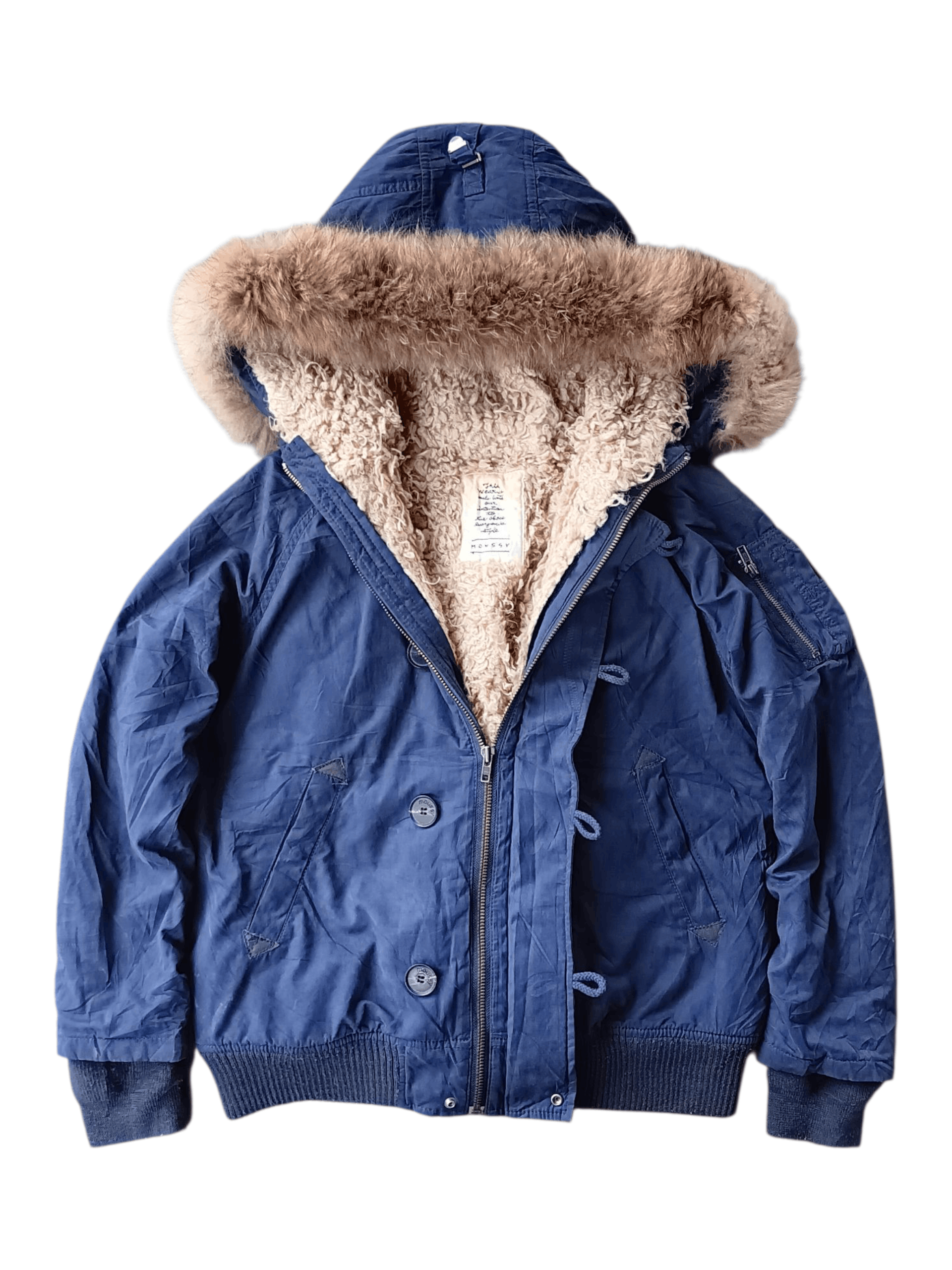 Japanese Brand 2000's moussy real fur hoodie bomber jacket Size US M / EU 48-50 / 2 - 4 Thumbnail