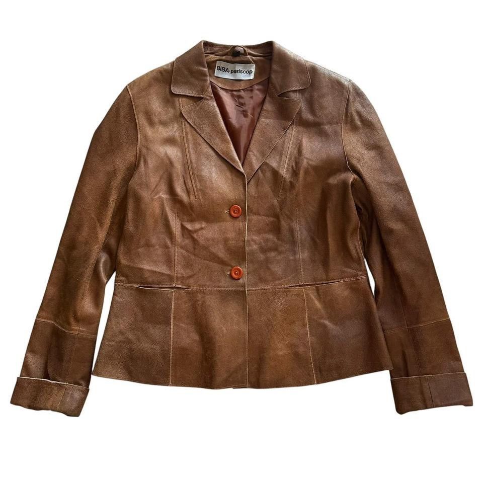 Vintage Vintage BIBA Pariscop Leather Jacket 2 Button Brown Womens M Size M / US 6-8 / IT 42-44 - 1 Thumbnail