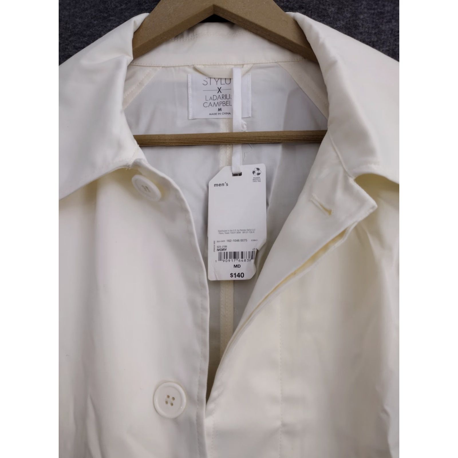 Vintage Stylus Trench Coat Men M Ivory Lightweight Pockets Button Size US M / EU 48-50 / 2 - 3 Thumbnail