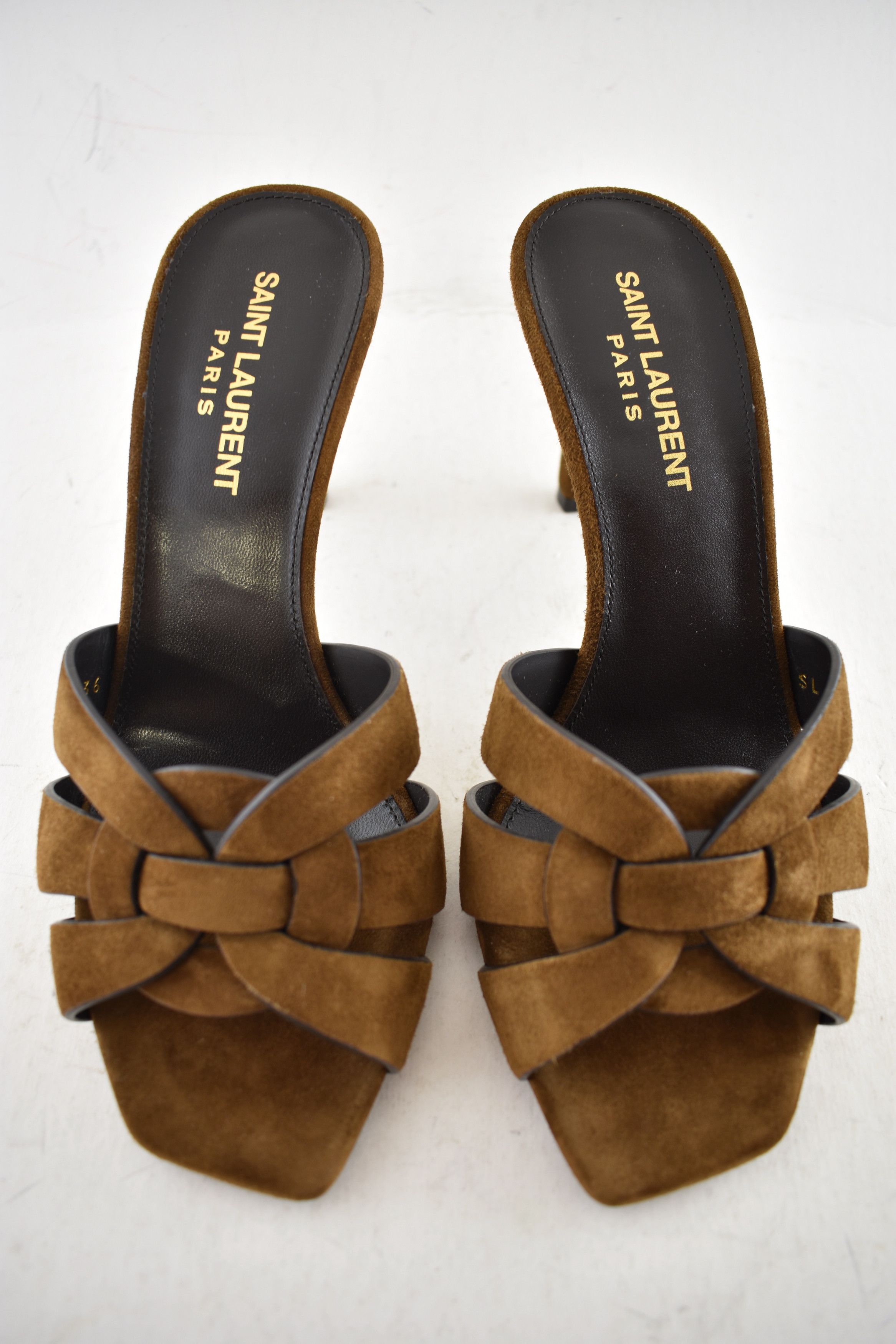 Saint Laurent Paris Tribute 85 Mule Sandal Land Suede Backless Heel Pump 36 Size US 6 / IT 36 - 8 Thumbnail