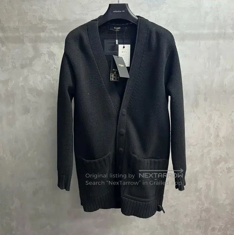 Fendi Fendi Black Cotton Knitted Cardigan for Men . Size US L / EU 52-54 / 3 - 1 Thumbnail