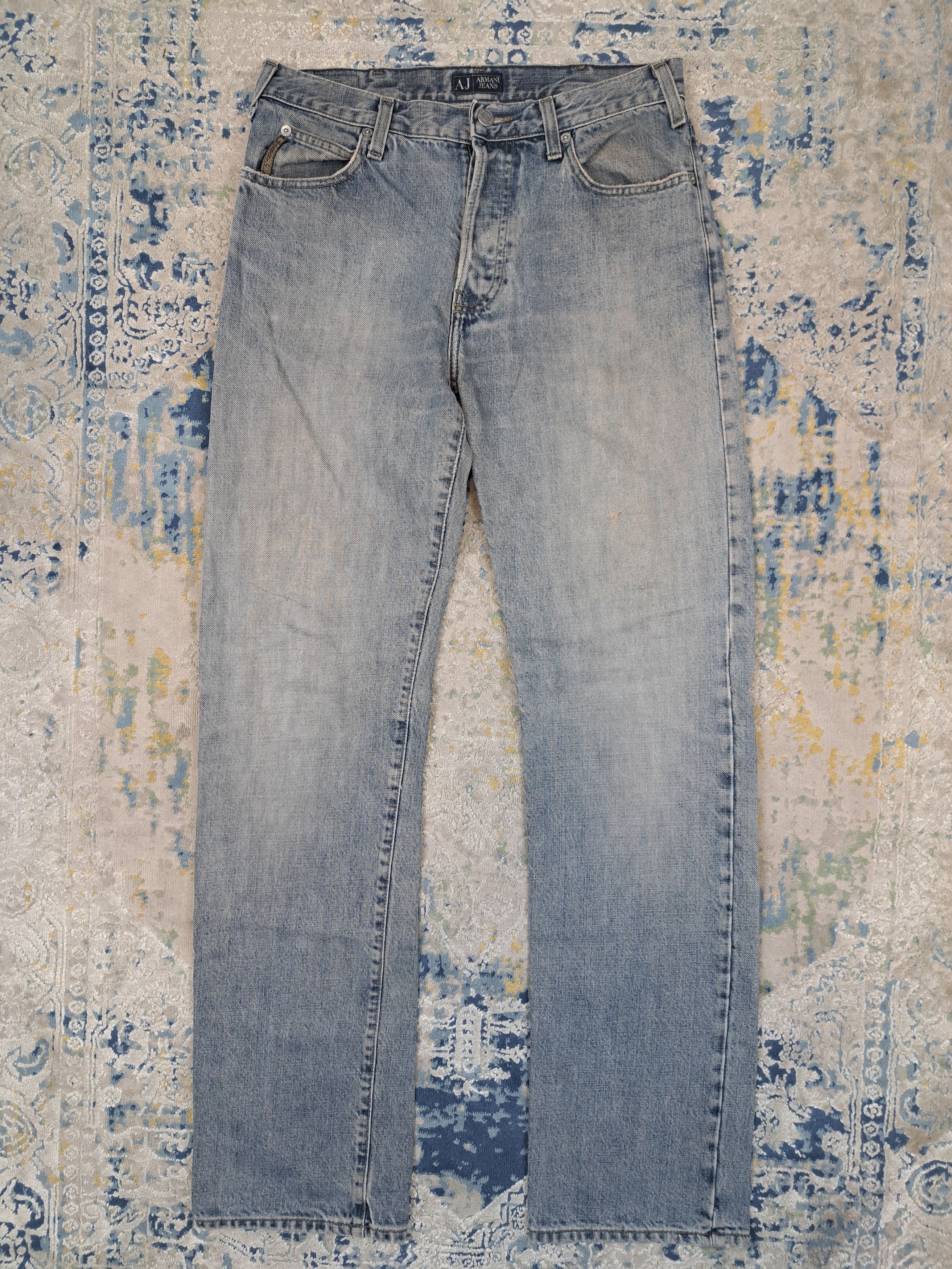 Armani Armani Jeans Baby Blue Straight Fit Denim Archive Designer Size US 31 - 2 Thumbnail