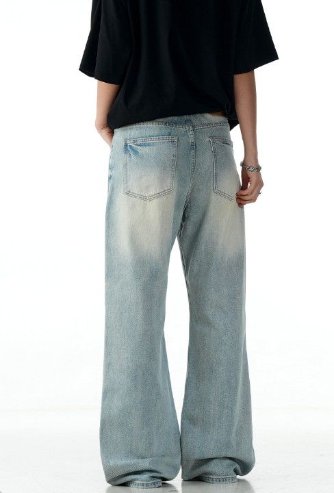 Jean Vintage washed men's cleanfit loose blue straight jeans Size US 32 / EU 48 - 4 Thumbnail
