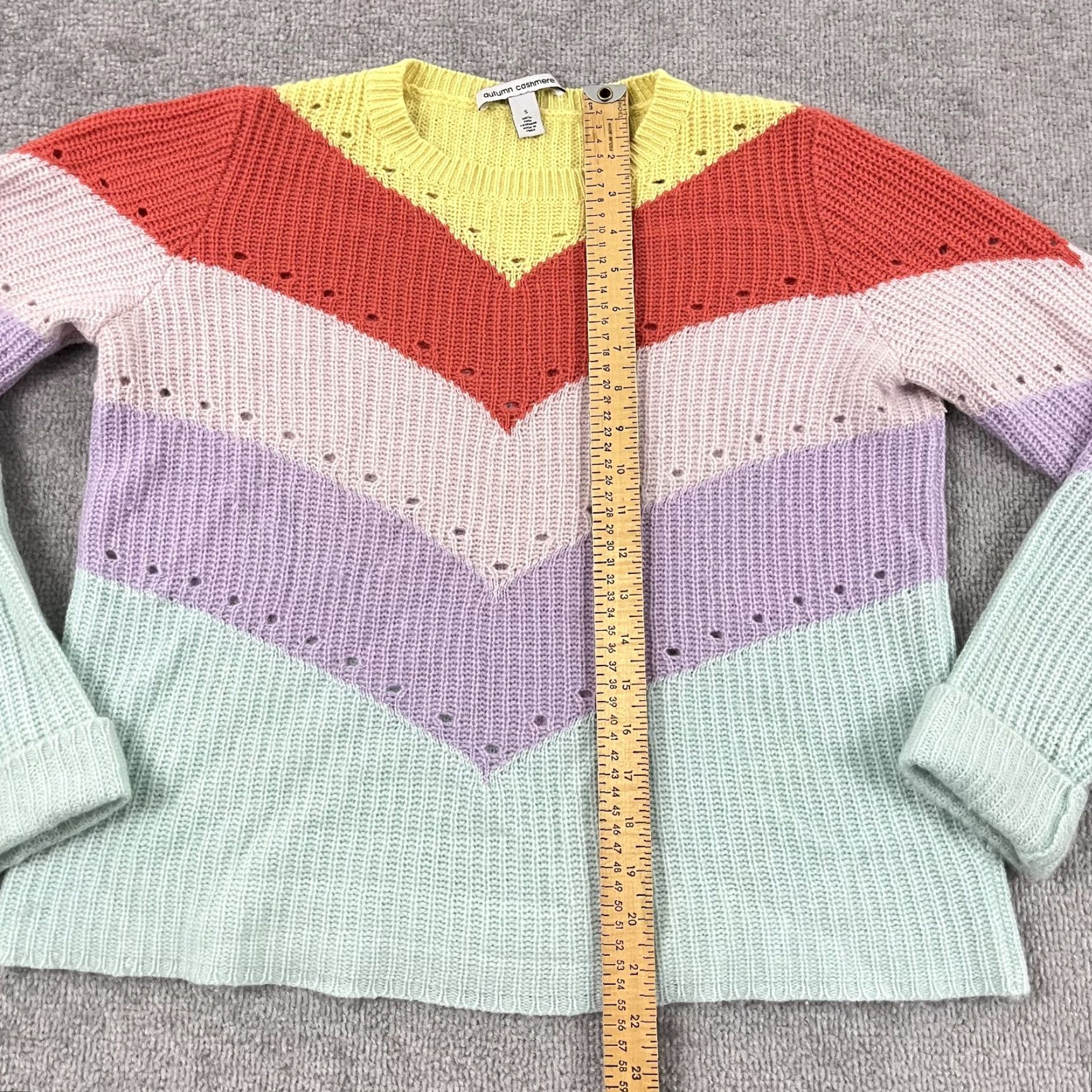 Autumn Cashmere VINTAGE AUTUMN CASHMERE Sweater Womens Small Pastel Easter 100% Pure Cashmere Knit Crew Size S / US 4 / IT 40 - 3 Thumbnail