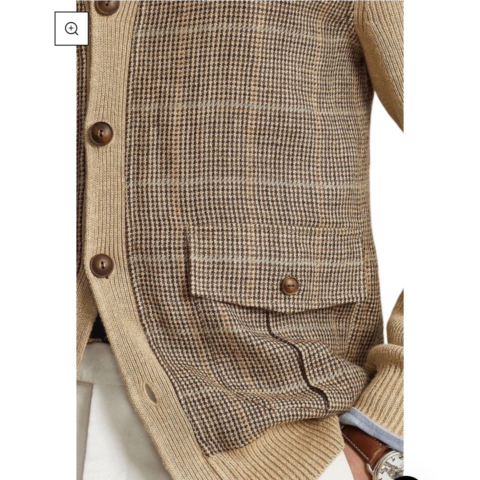 Ralph Lauren RALPH LAUREN MEN'S GLEN PLAID PANELED LINEN-SILK CARDIGAN - Size US L / EU 52-54 / 3 - 2 Thumbnail