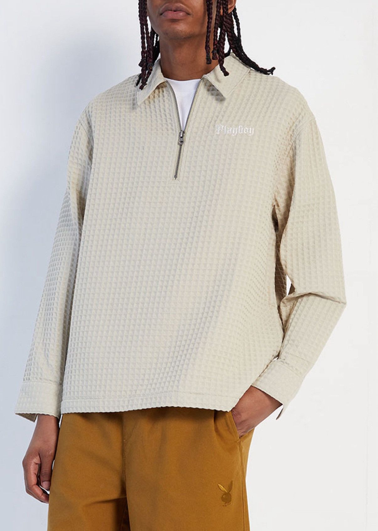Playboy Playboy By PacSun Waffle Weave Half Zip Sweatshirt Size US M / EU 48-50 / 2 - 1 Thumbnail