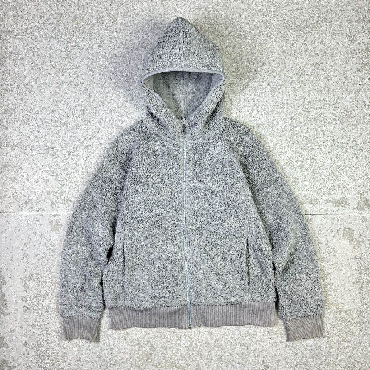 Japanese Brand × Uniqlo 💥Uniqlo Fleece Grey Hooded Light Jacket Size US L / EU 52-54 / 3 - 1 Thumbnail
