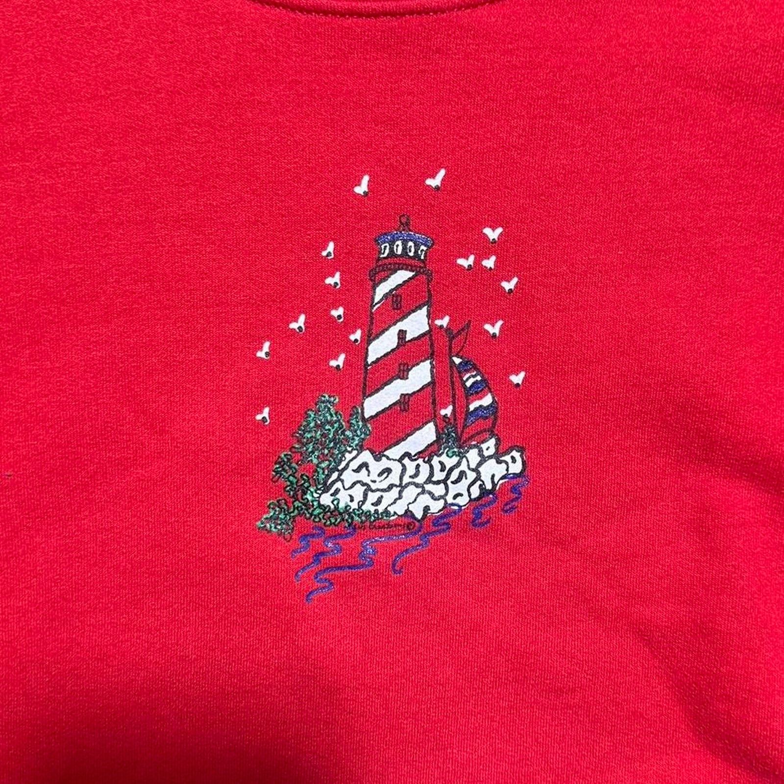 Jerzees Vintage Grandma Style Red Sweater Mens Medium Sweatshirt Size US M / EU 48-50 / 2 - 2 Thumbnail
