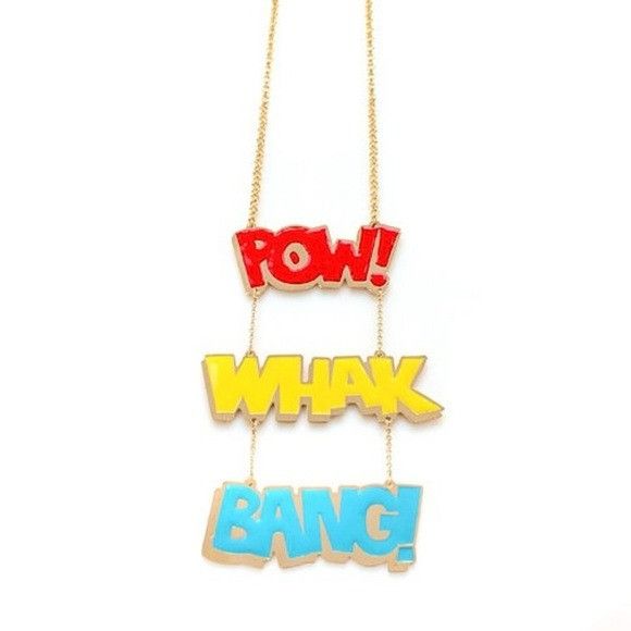 nOir Jewelry x DC Comics Pop Art Long Gold Necklace
