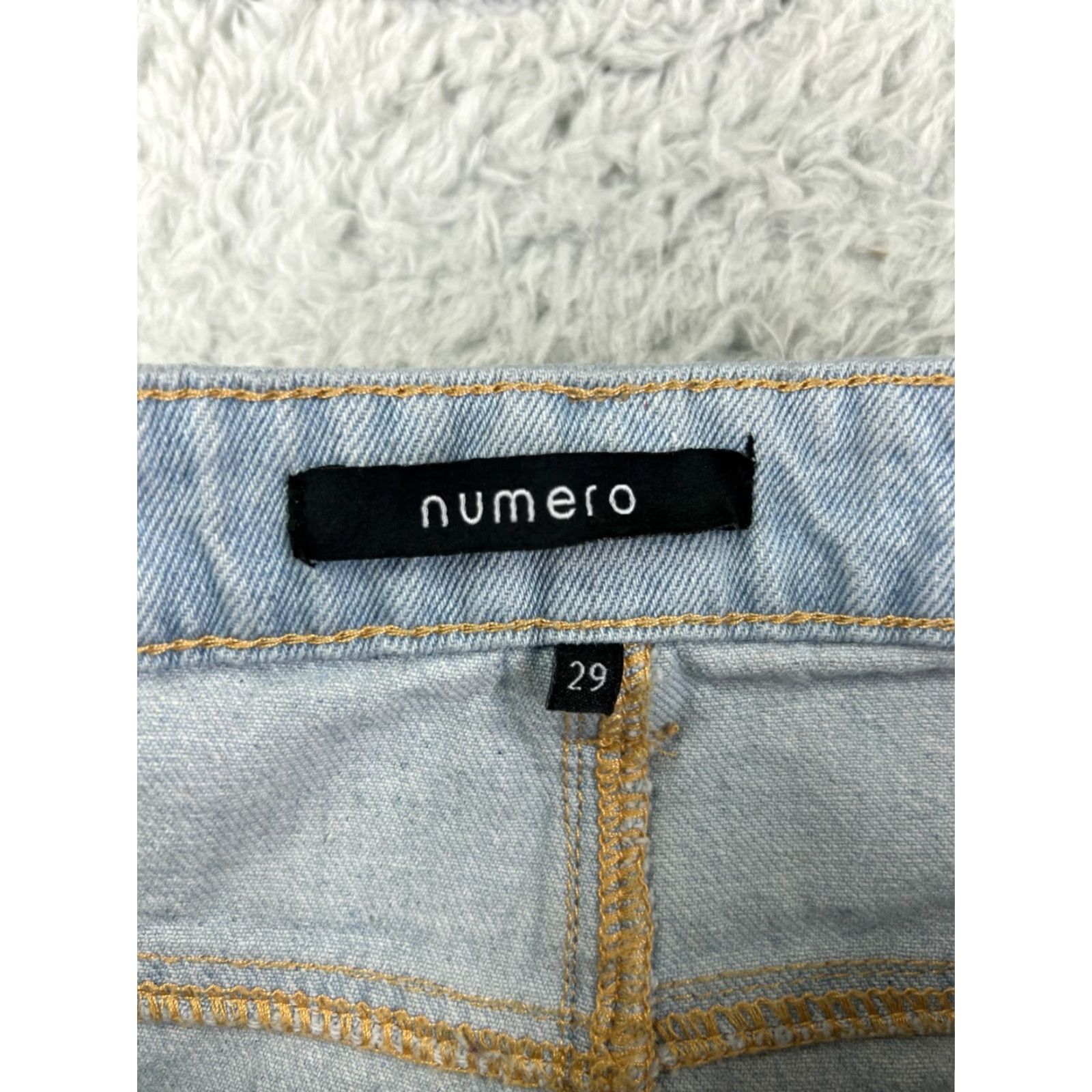 Vintage Numero Jeans Womens 29 Blue Denim Wide-Leg Light Wash Cotton Blend 25x30 Regular 5-Pocket Design Mens? Size 29" - 3 Thumbnail