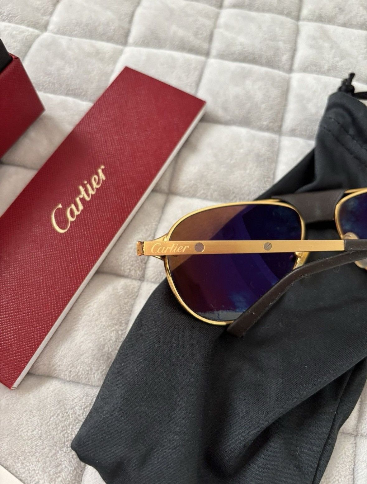 Cartier Cartier Sunglasses: Edition Santos Dumont - Calfskin Leather Size ONE SIZE - 6 Thumbnail