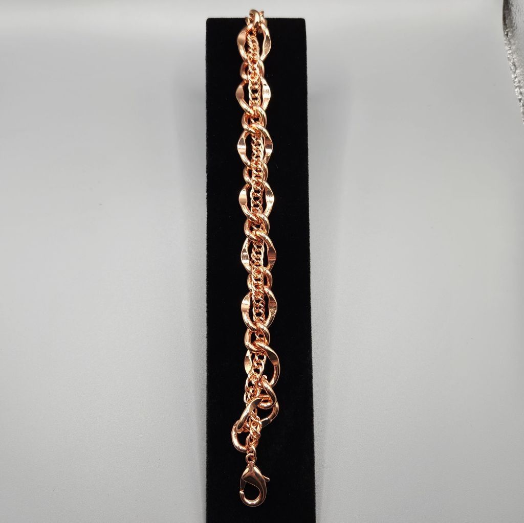 Designer Chunky Rose Gold-Tone Bracelet Double Strand Intertwined 7.5 Size ONE SIZE - 1 Thumbnail