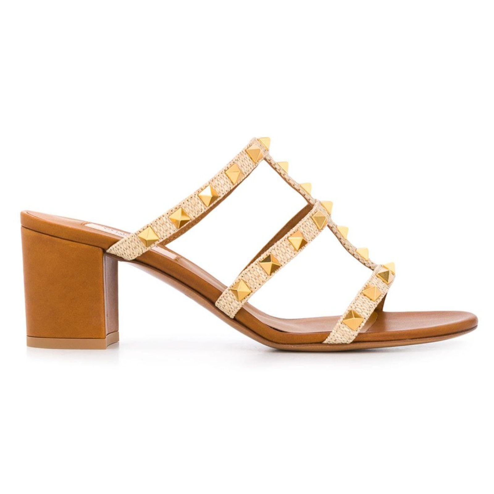 Valentino Valentino Rockstud City Slide 60mm Brown Mule Caged Size US 6 / IT 36 - 1 Thumbnail