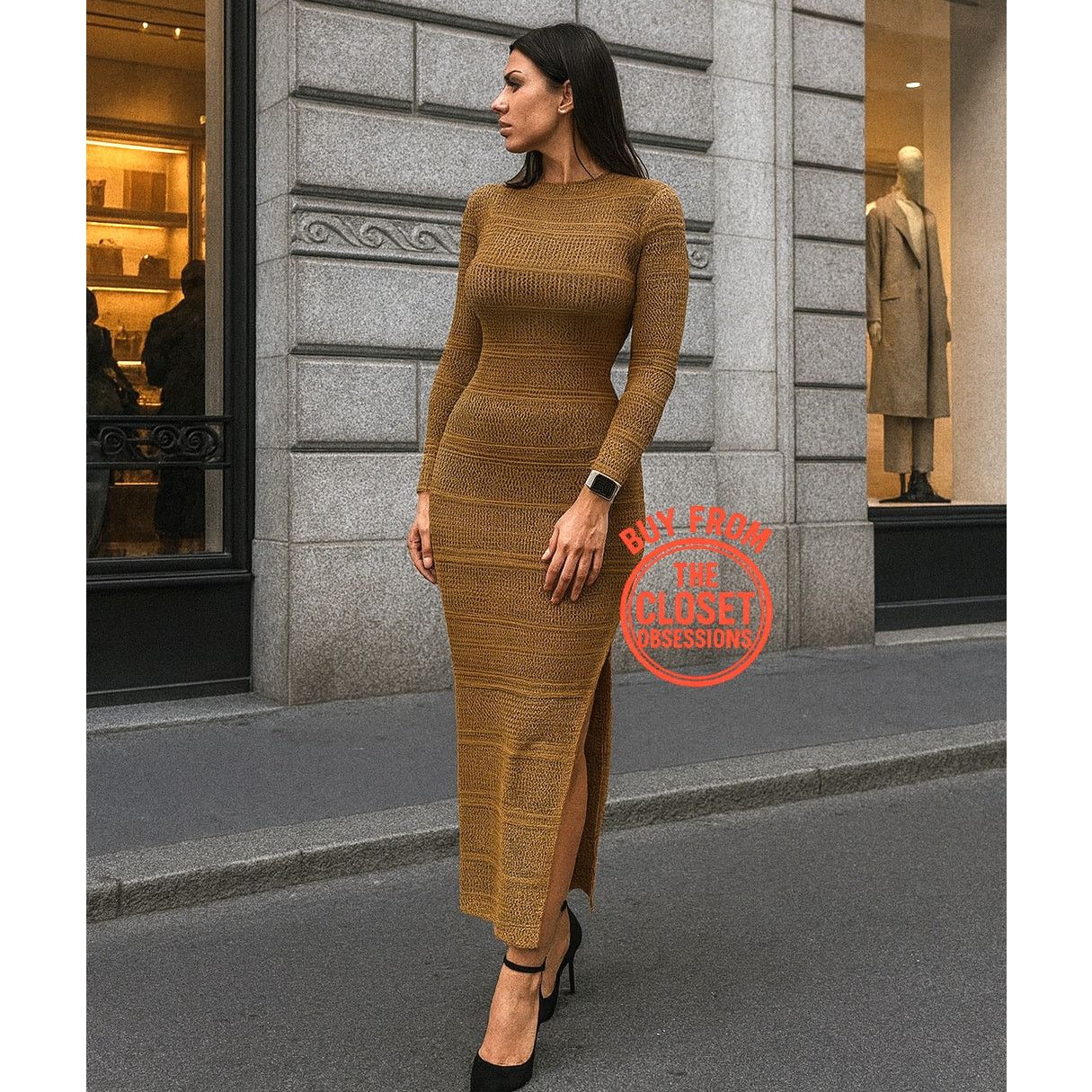 Mango MANGO Long Knit Openwork Maxi Dress NWT — Brown Size M / US 6-8 / IT 42-44 - 4 Thumbnail