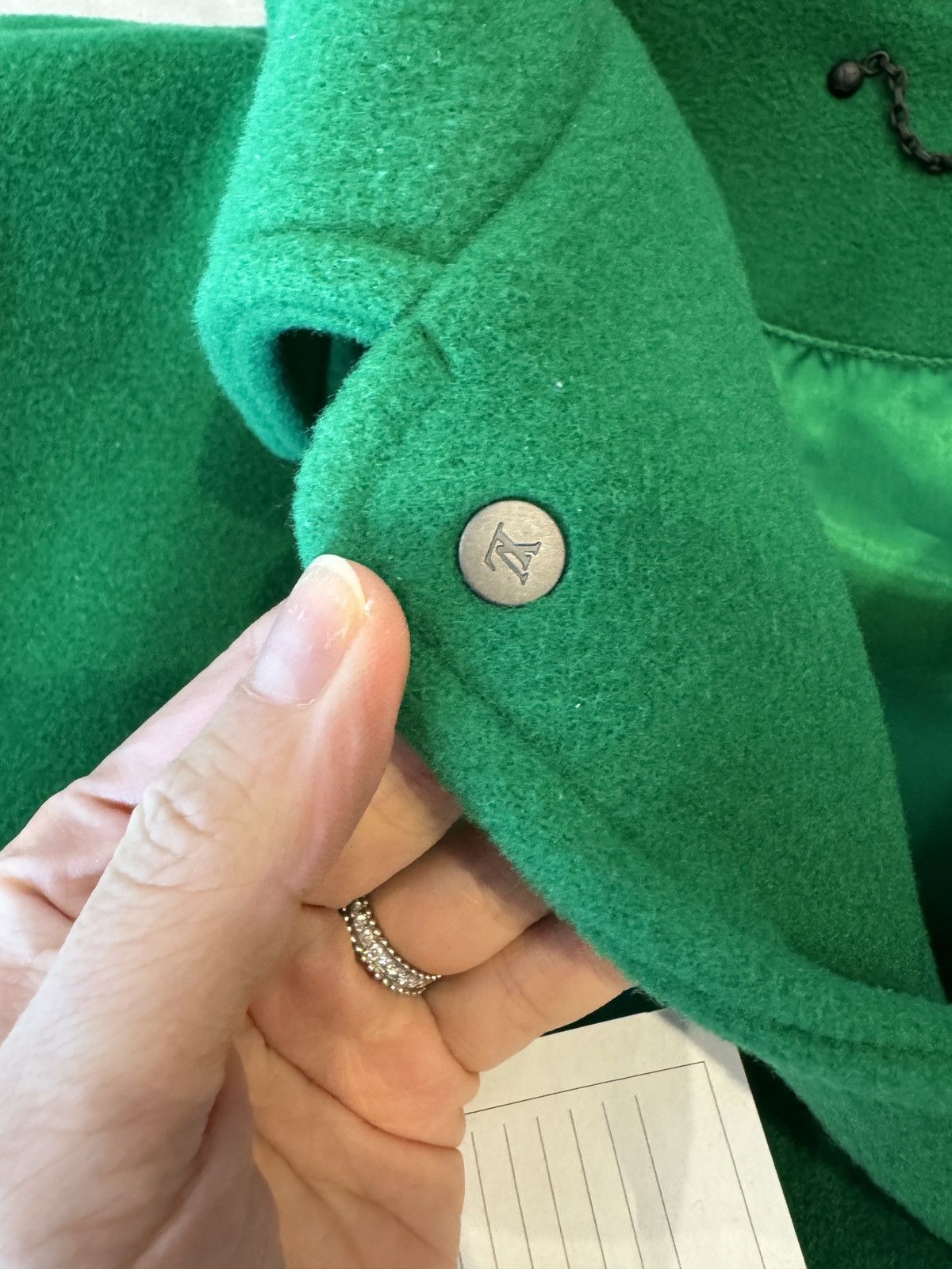 Louis Vuitton Louis Vuitton Green & White Varsity Leather Jacket Size US L / EU 52-54 / 3 - 14 Thumbnail