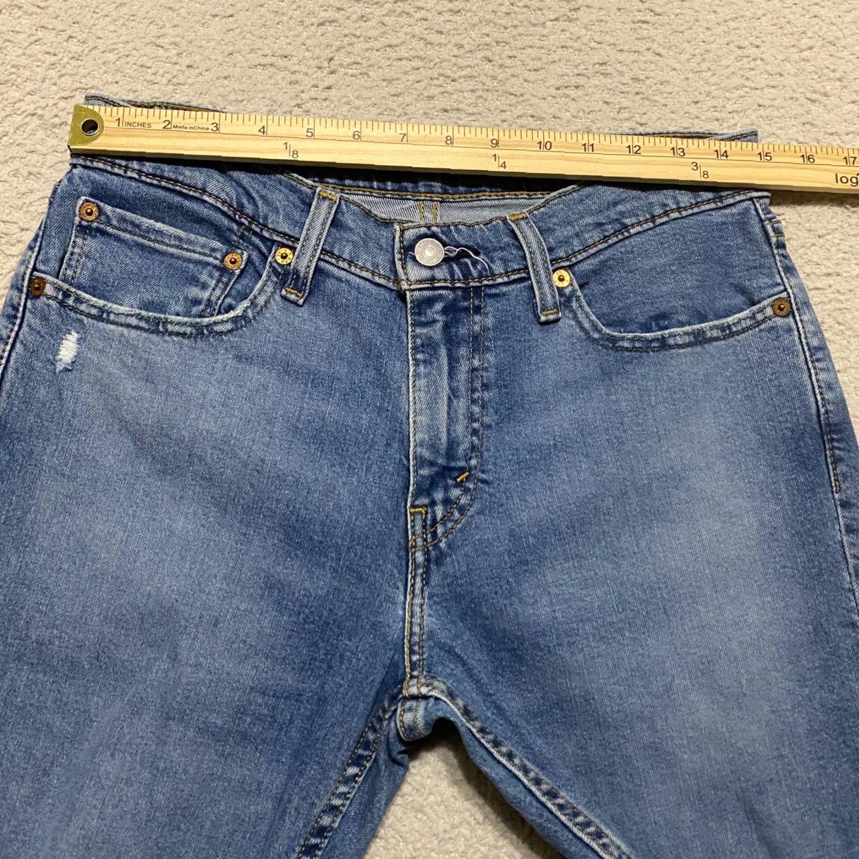Levi's Levi's 511 Mens Jeans 31x32 Blue Denim Straight Medium Wash Slim Fit Distress Size US 30 / EU 46 - 5 Thumbnail